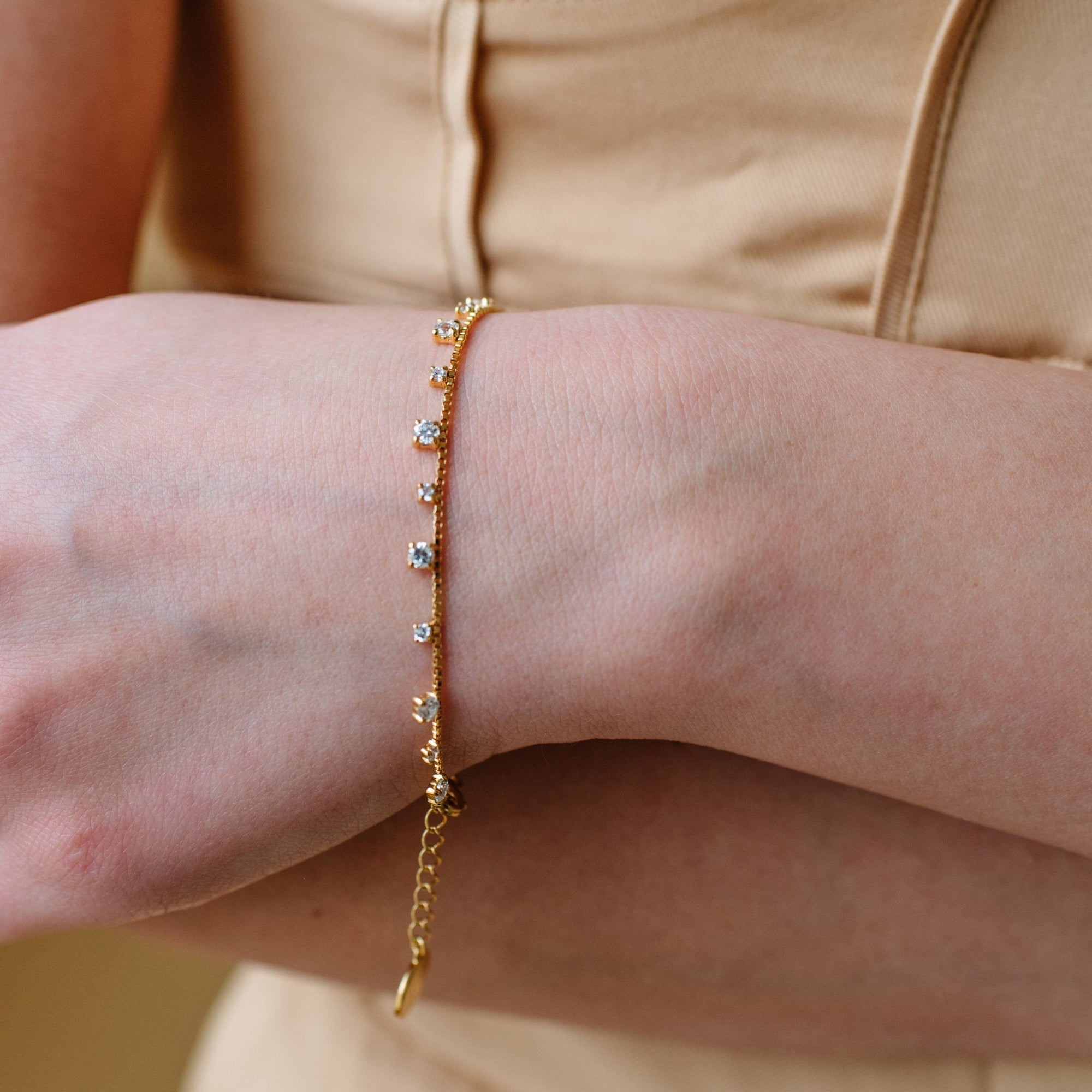 SCATTERED LOVE BRACELET - CUBIC ZIRCONIA & GOLD - SO PRETTY CARA COTTER