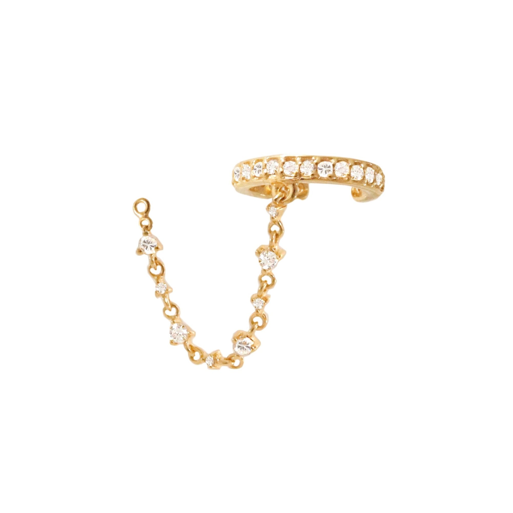 SCATTERED LOVE CHAIN EAR CUFF - CUBIC ZIRCONIA & GOLD - SO PRETTY CARA COTTER