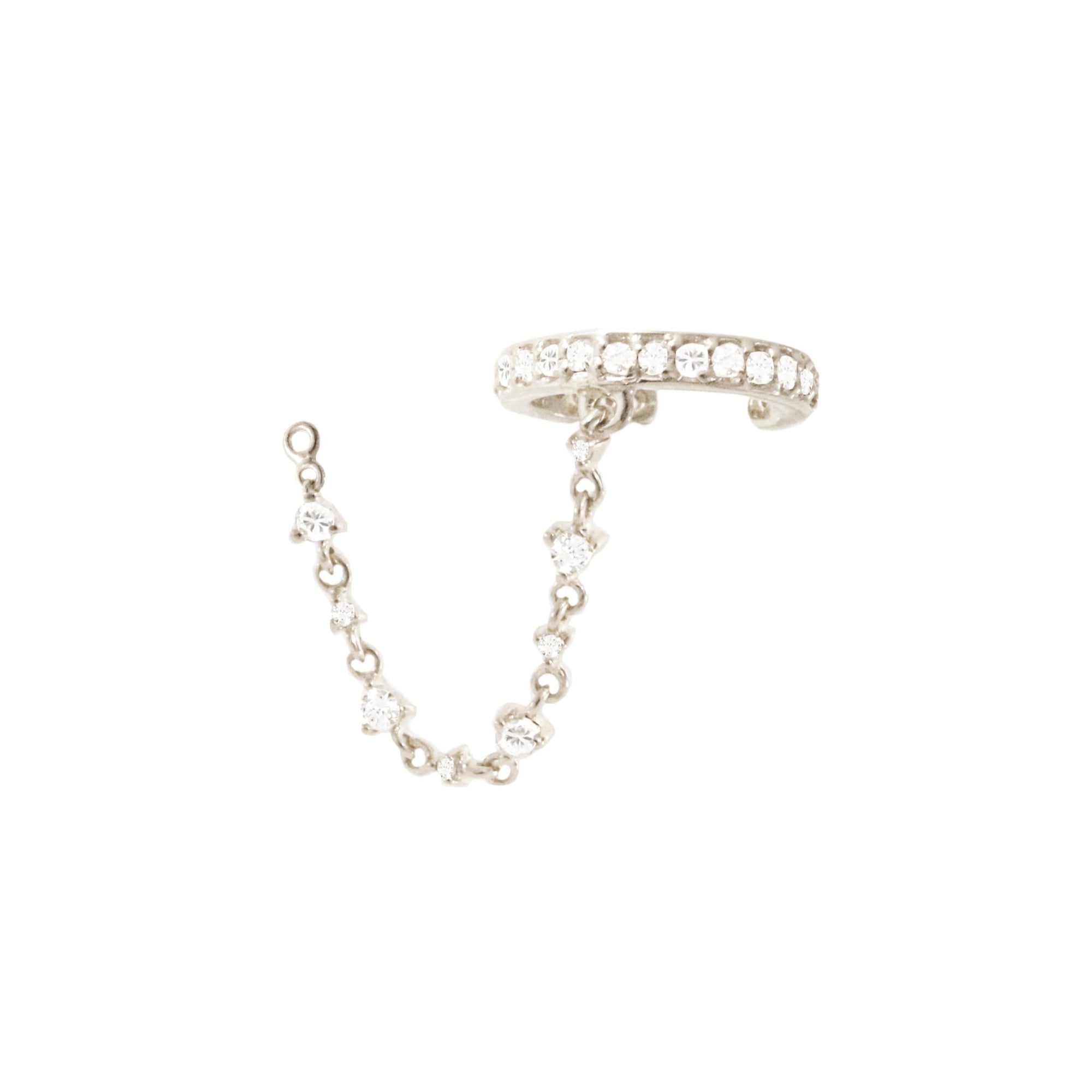 SCATTERED LOVE CHAIN EAR CUFF - CUBIC ZIRCONIA & SILVER - SO PRETTY CARA COTTER