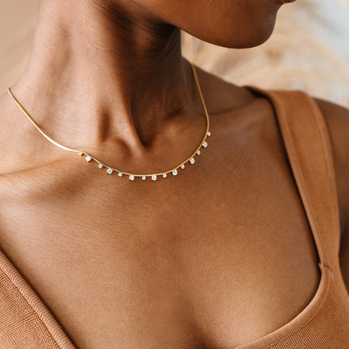 SCATTERED LOVE COLLAR NECKLACE - CUBIC ZIRCONIA &amp; GOLD - SO PRETTY CARA COTTER