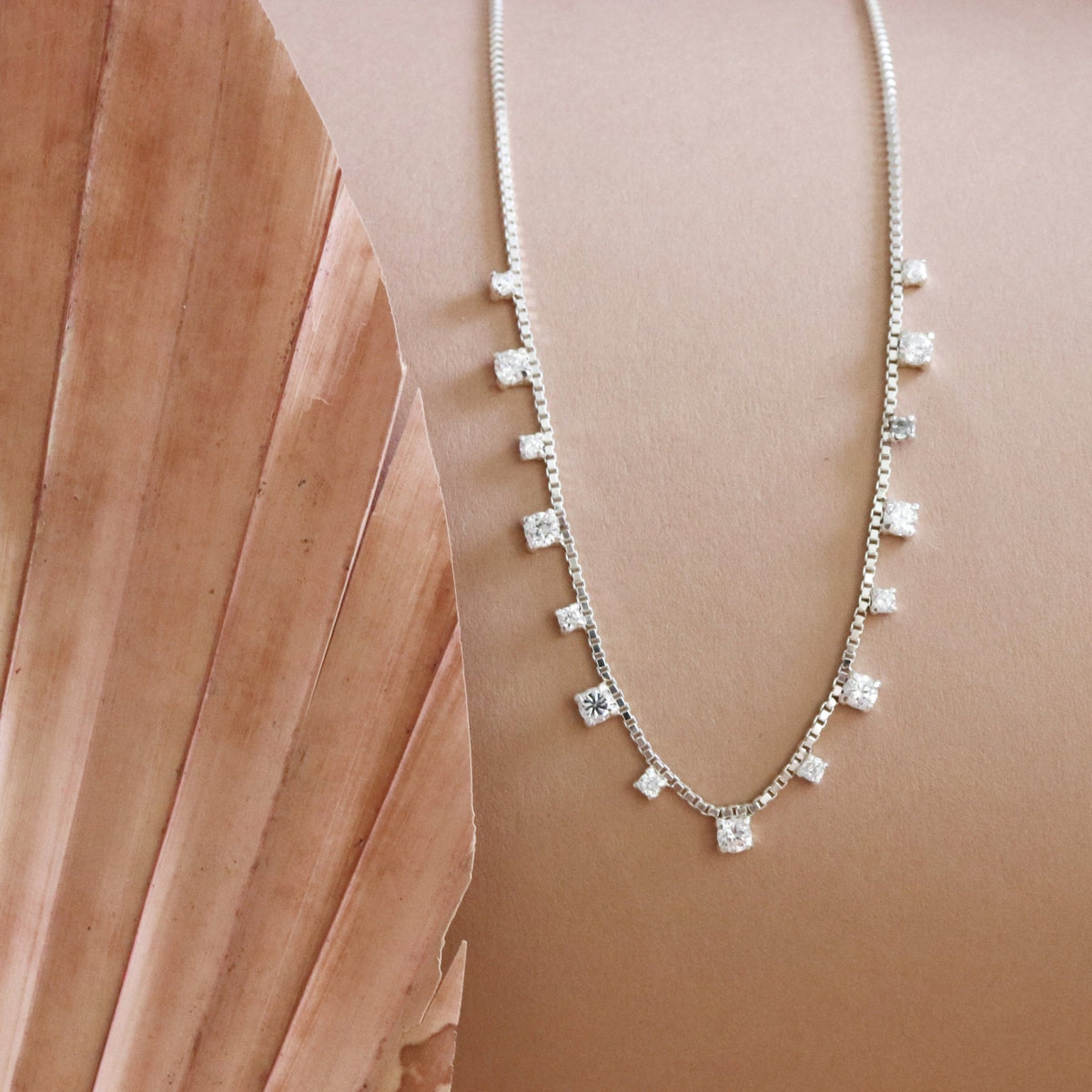 SCATTERED LOVE COLLAR NECKLACE - CUBIC ZIRCONIA &amp; SILVER - SO PRETTY CARA COTTER