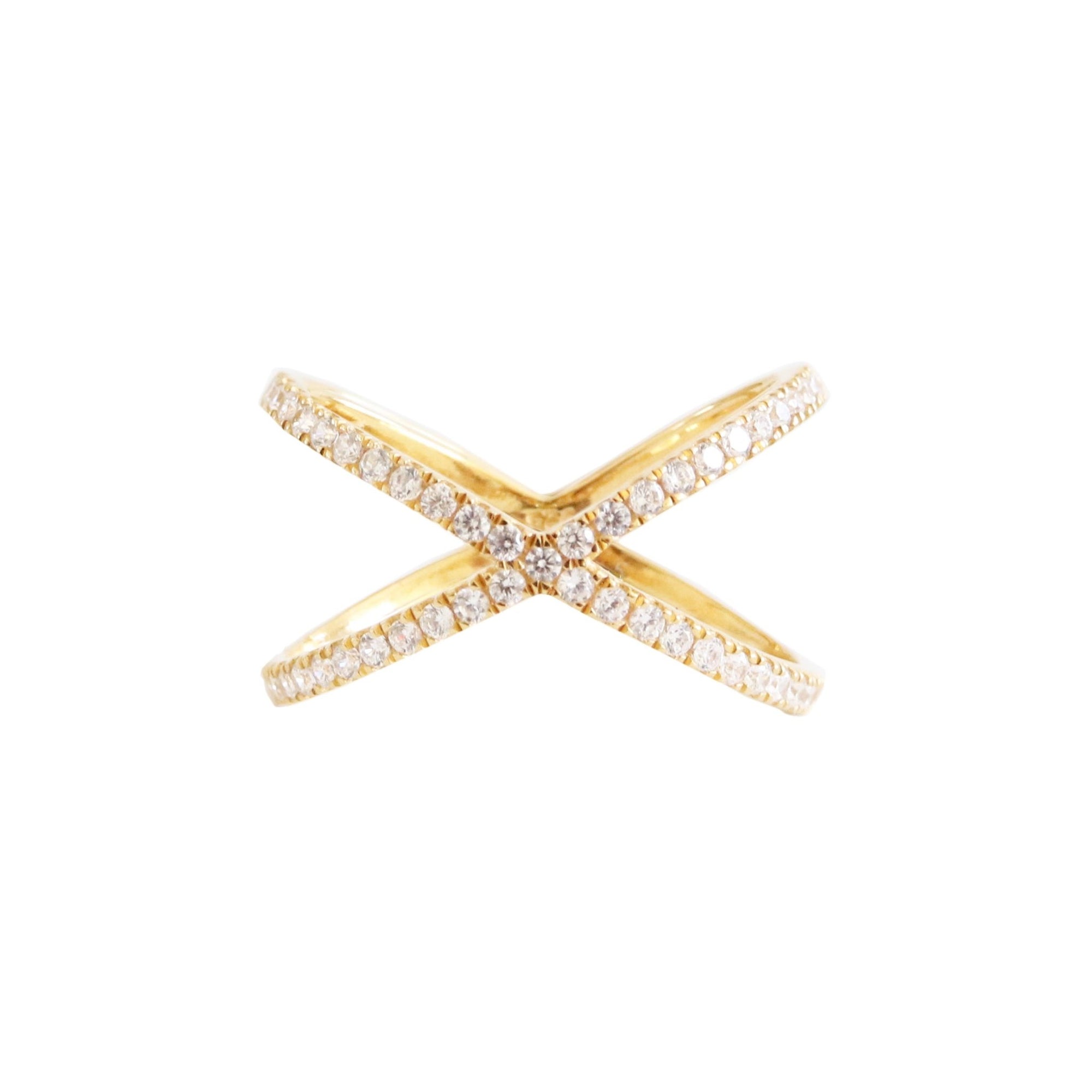 STAR CROSSED LOVE BAR RING - CUBIC ZIRCONIA & GOLD - SO PRETTY CARA COTTER