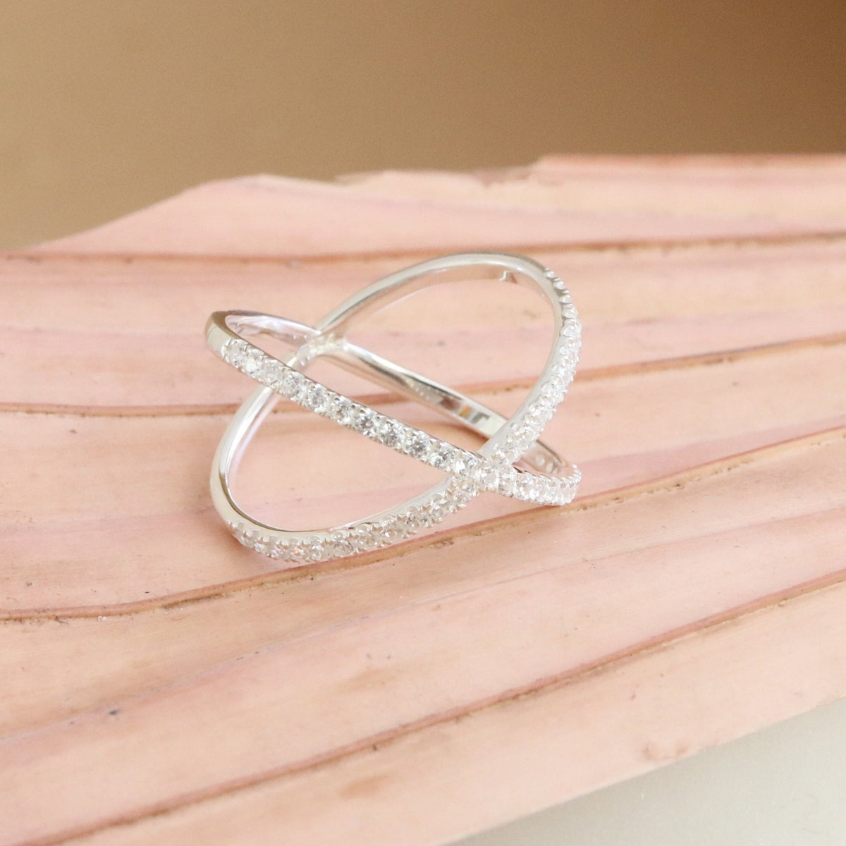 STAR CROSSED LOVE BAR RING - CUBIC ZIRCONIA &amp; SILVER - SO PRETTY CARA COTTER