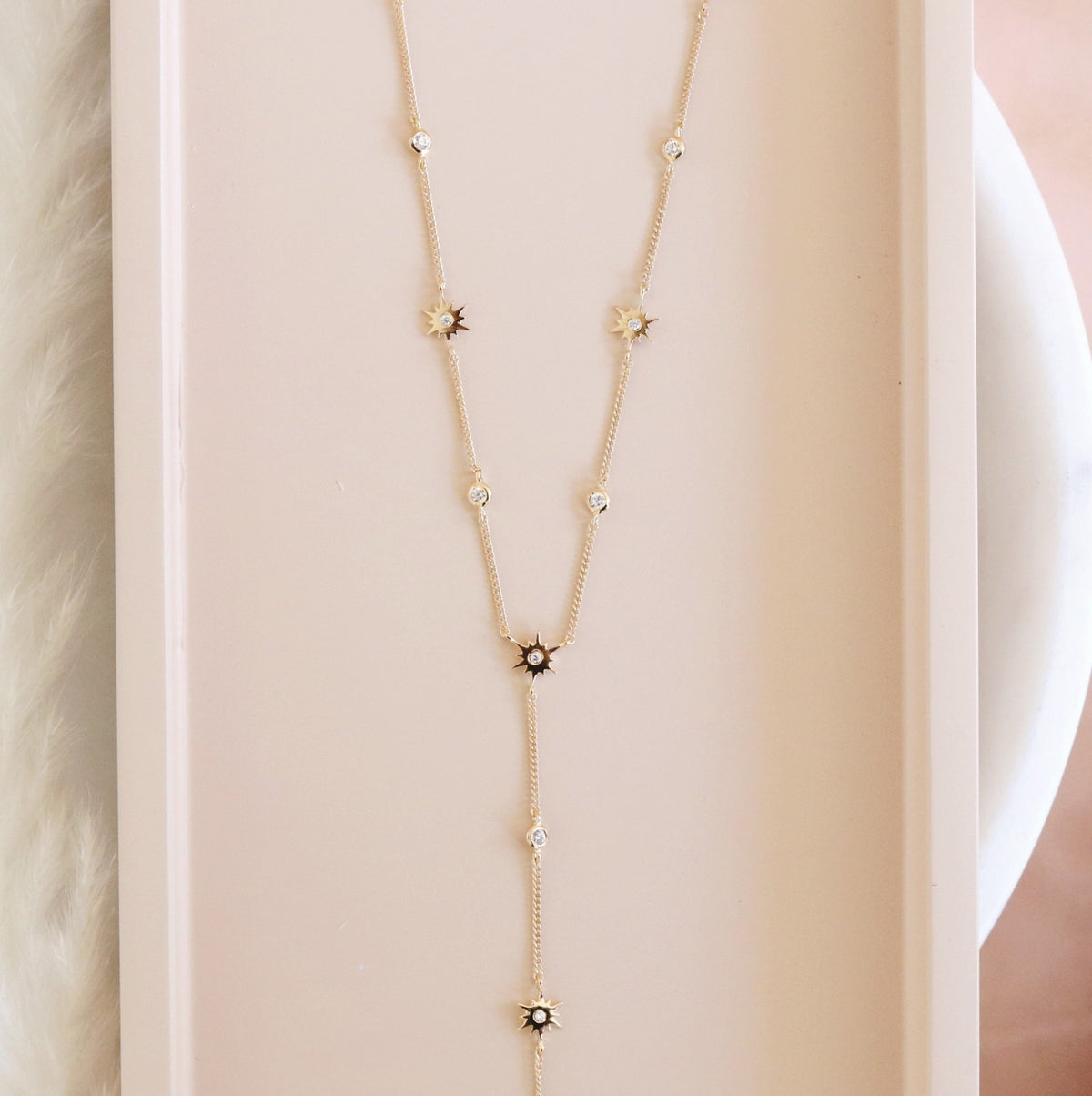 TINY BELIEVE Y NECKLACE - CUBIC ZIRCONIA &amp; GOLD - SO PRETTY CARA COTTER