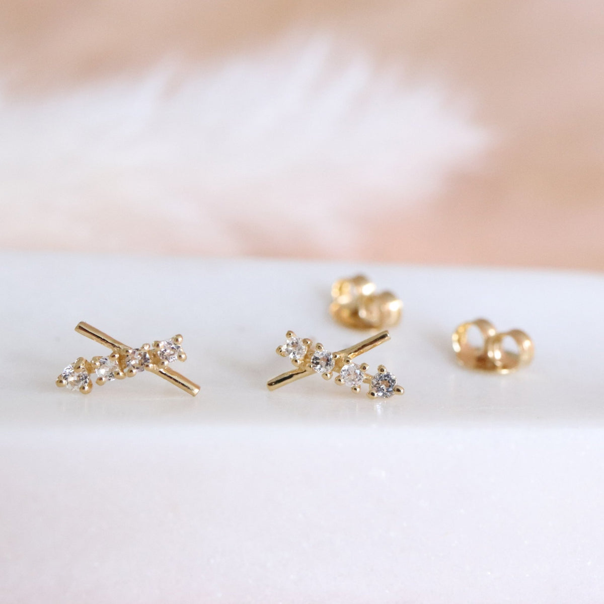 TINY DREAM STARDUST STUDS - CUBIC ZIRCONIA &amp; GOLD - SO PRETTY CARA COTTER