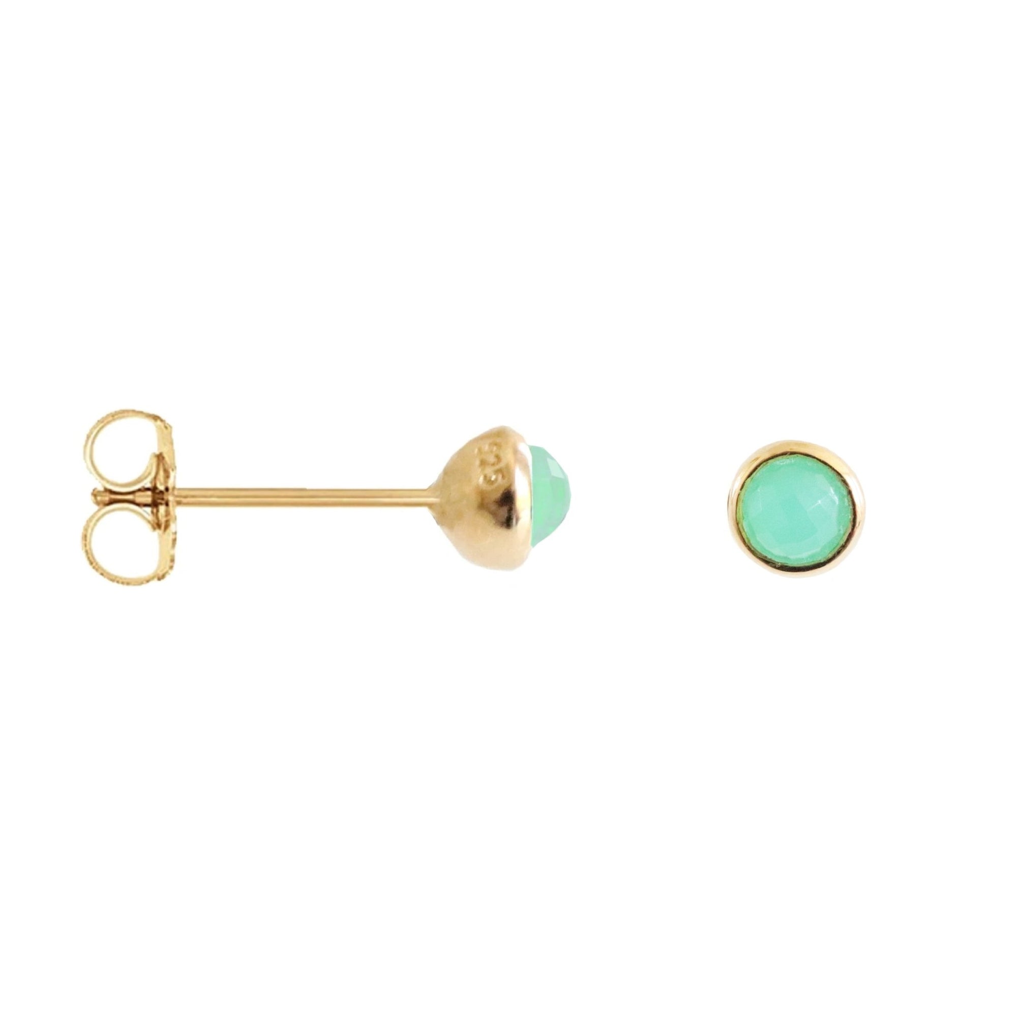 TINY PROTECT STUD EARRINGS - CHRYSOPRASE & GOLD - SO PRETTY CARA COTTER