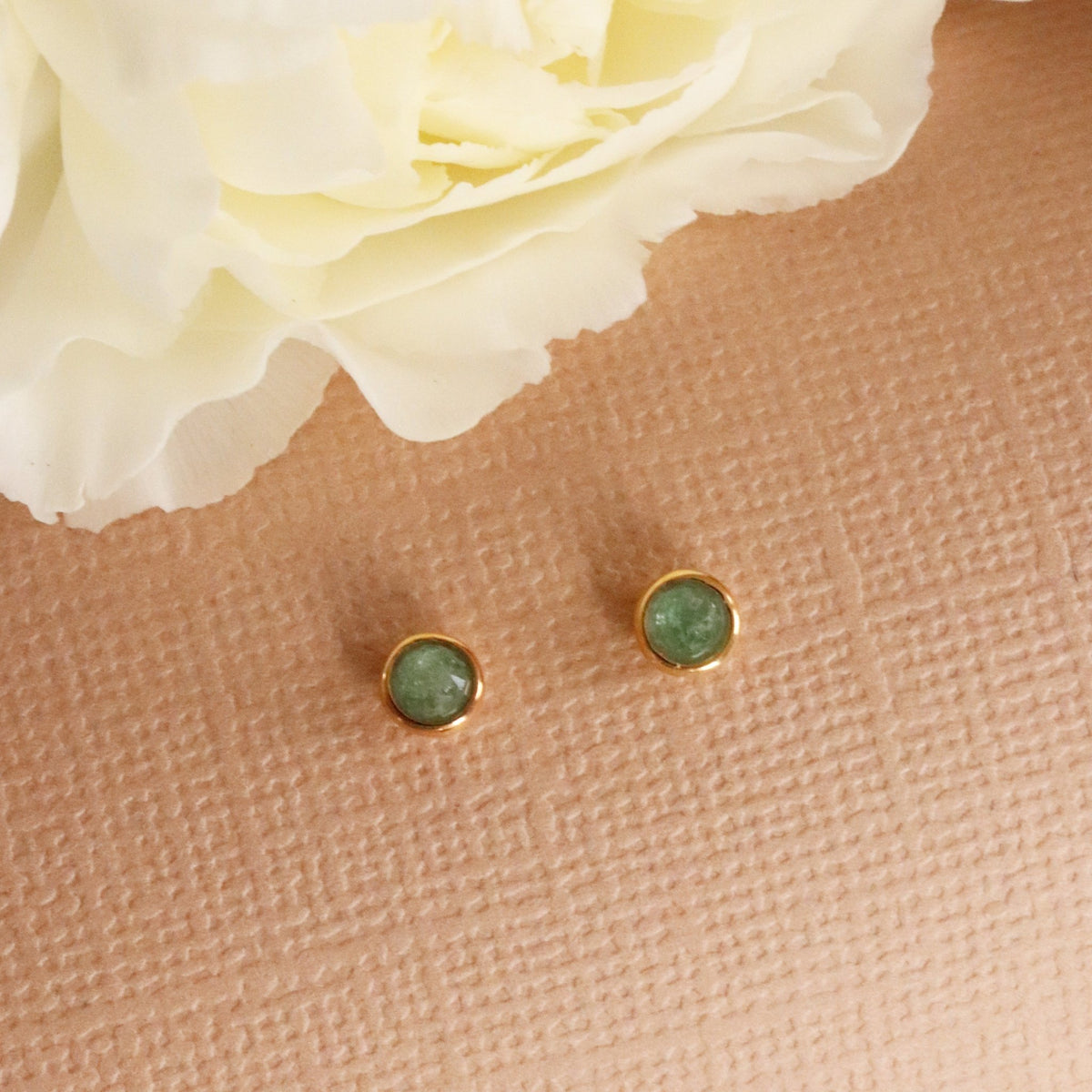 TINY PROTECT STUD EARRINGS - GREEN ONYX &amp; GOLD - SO PRETTY CARA COTTER