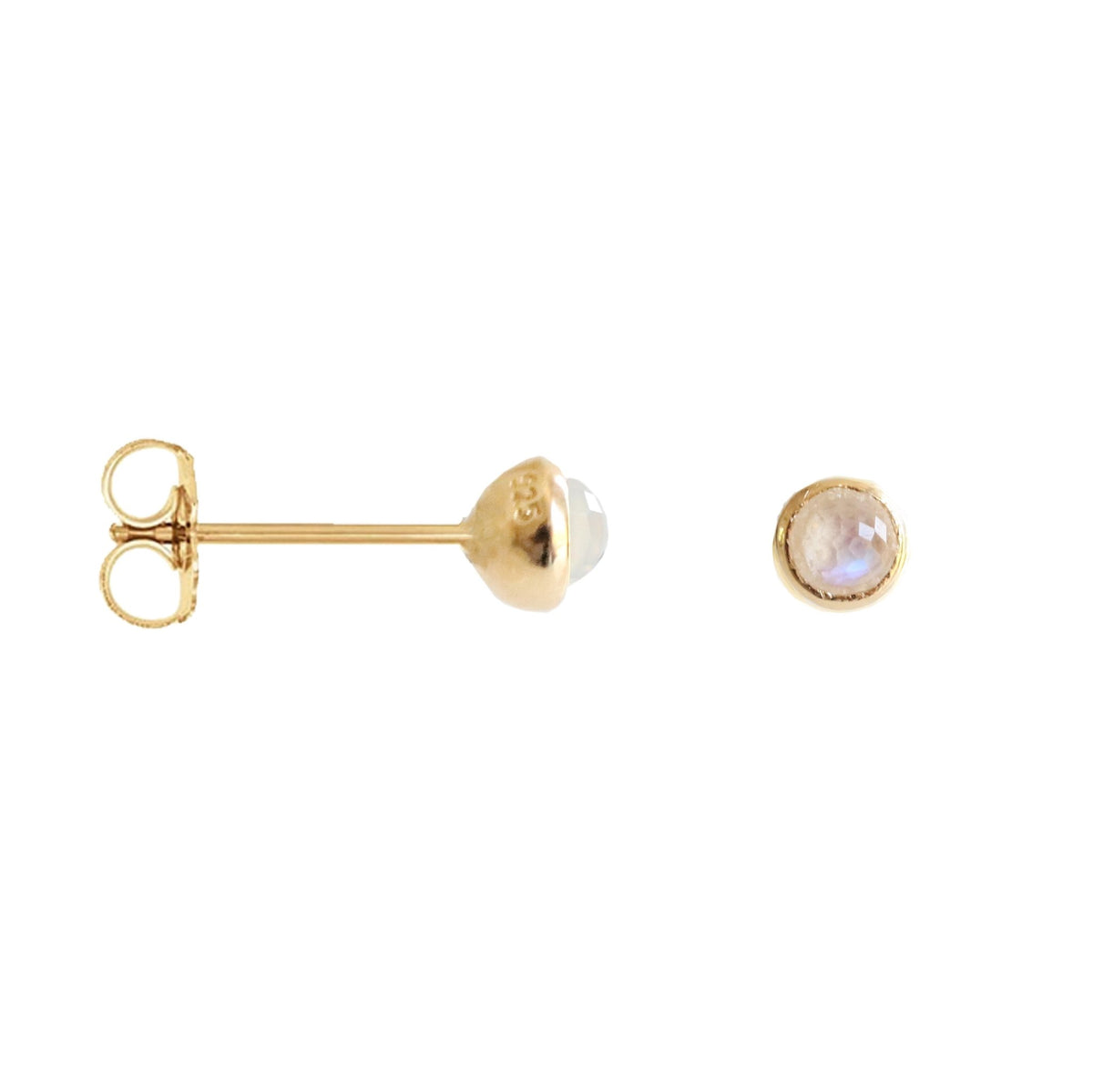 TINY PROTECT STUD EARRINGS - RAINBOW MOONSTONE &amp; GOLD - SO PRETTY CARA COTTER