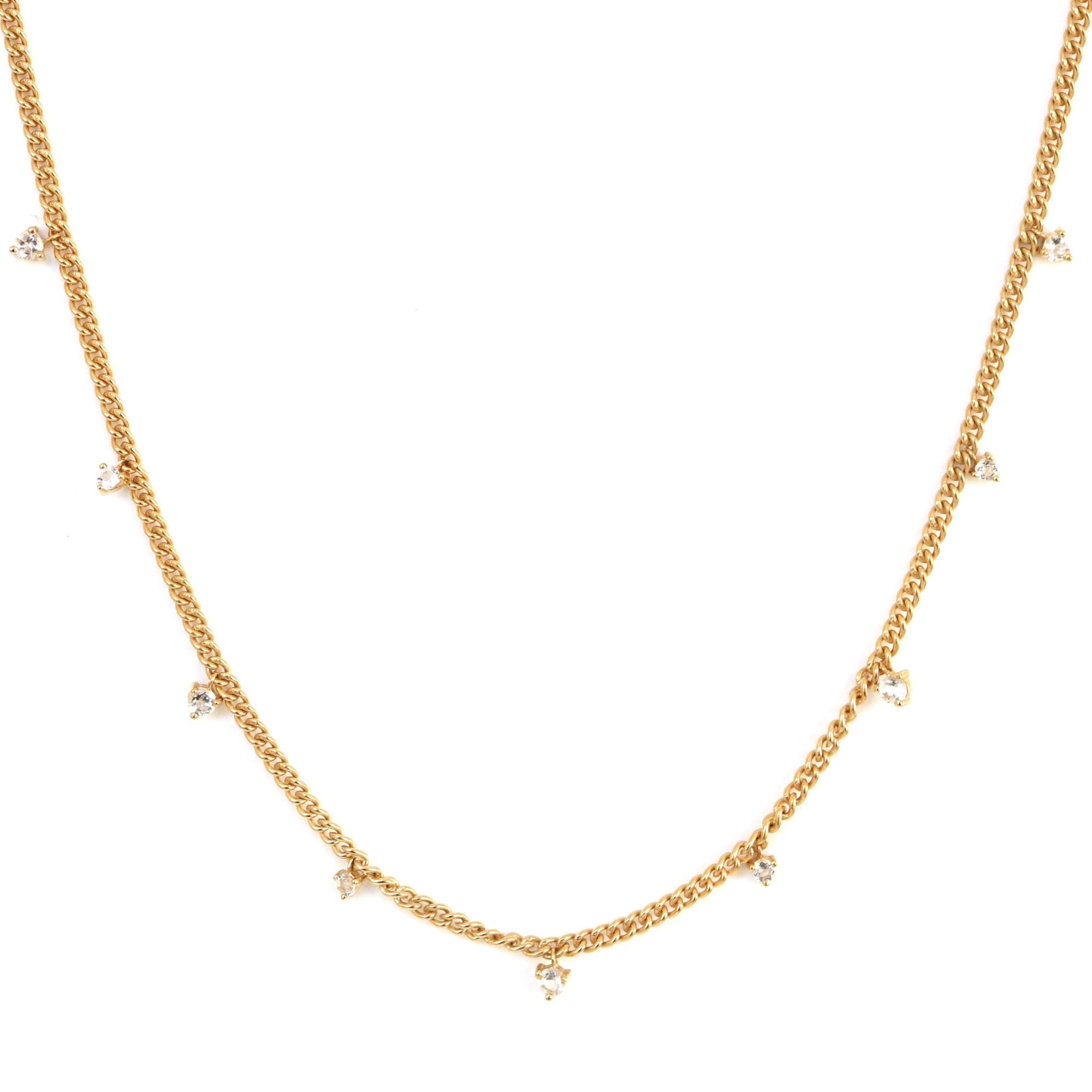 UNITY CROWN CURB LINK NECKLACE - WHITE TOPAZ & GOLD - SO PRETTY CARA COTTER