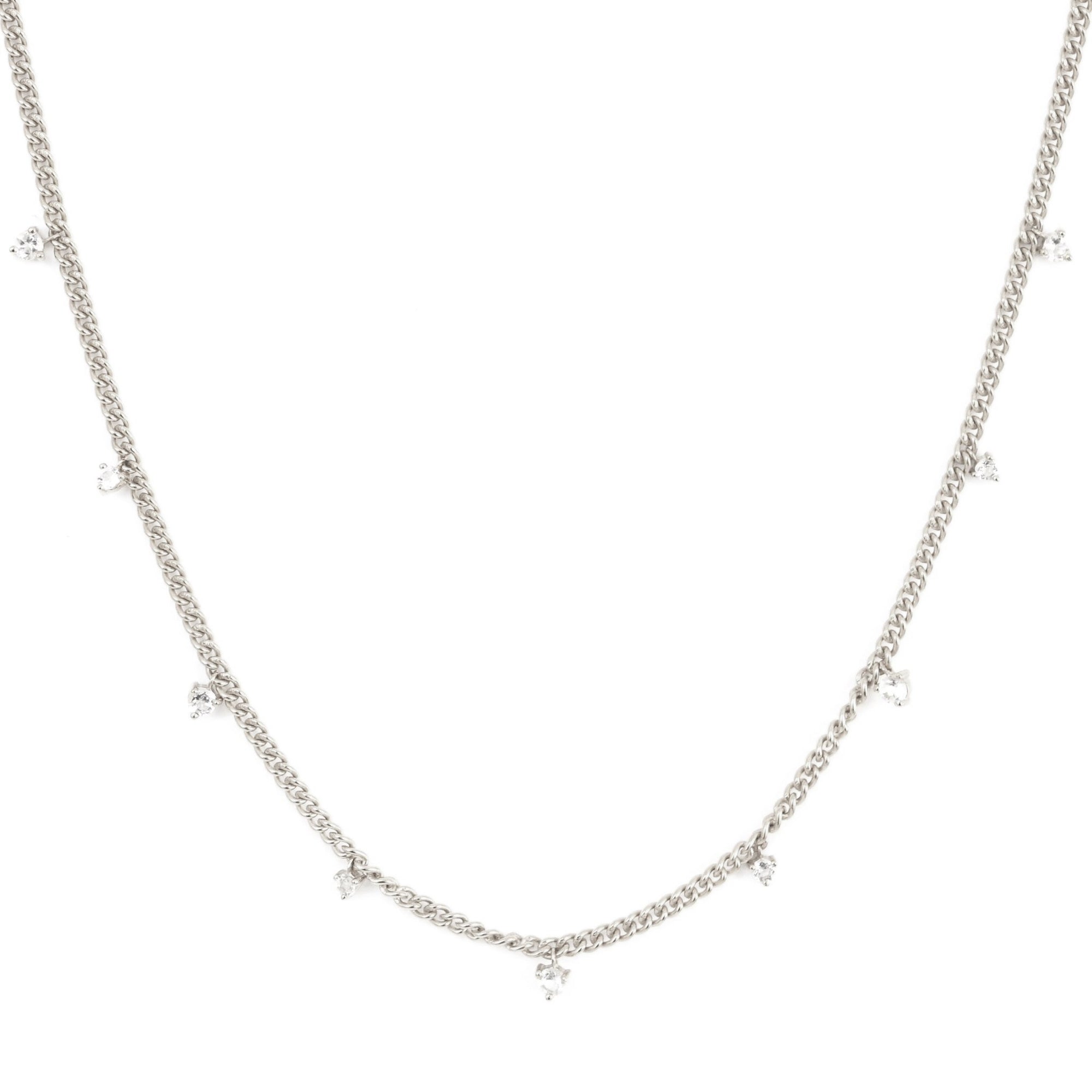 UNITY CROWN CURB LINK NECKLACE - WHITE TOPAZ & SILVER - SO PRETTY CARA COTTER