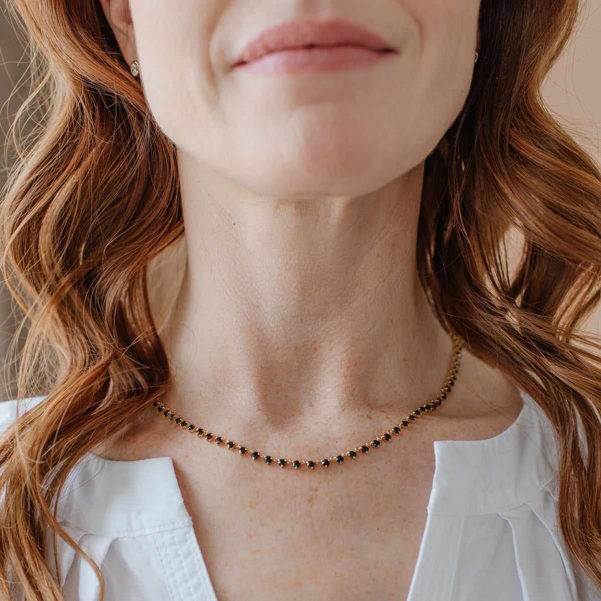 SCATTERED LOVE TENNIS NECKLACE - BLACK ONYX
