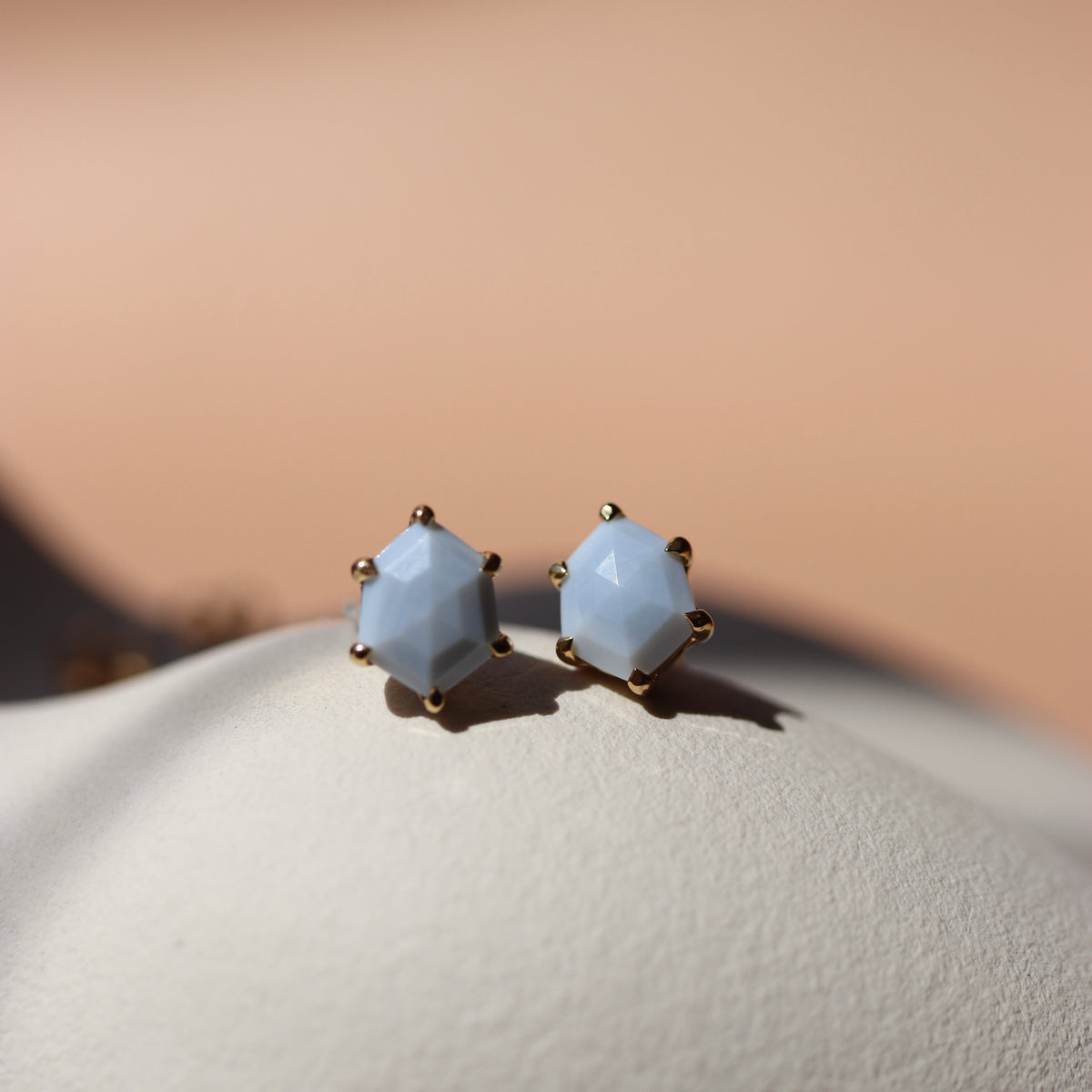 MINI HONOUR STUD EARRINGS - ARCTIC BLUE OPAL & GOLD