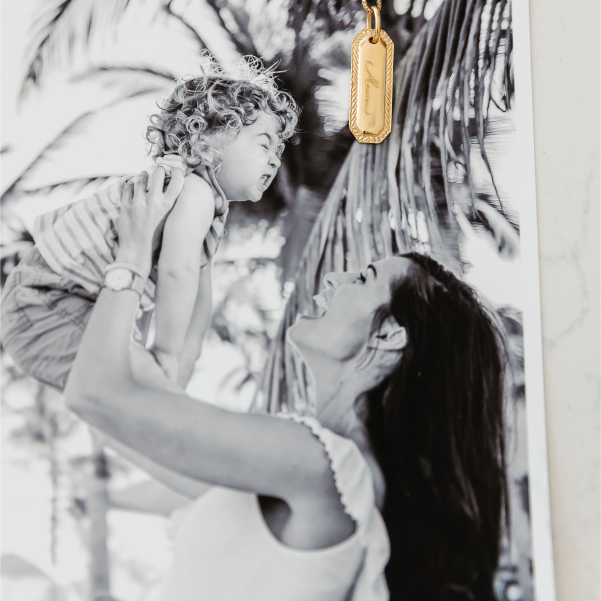 Fraiche Engraved Maman Pendant Necklace