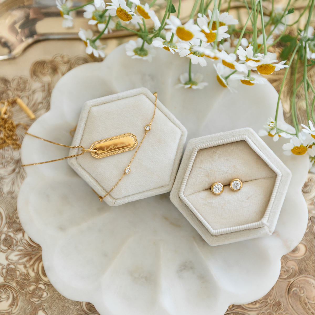 Fraiche Engraved Maman Pendant Necklace