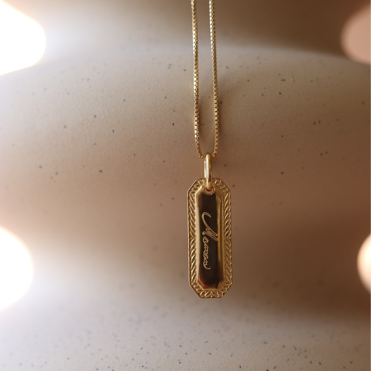 Fraiche Engraved Maman Pendant Necklace