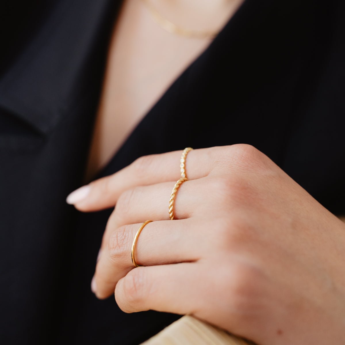 14K SOLID GOLD - FEARLESS THIN CABLE LINK BAND RING - SO PRETTY CARA COTTER