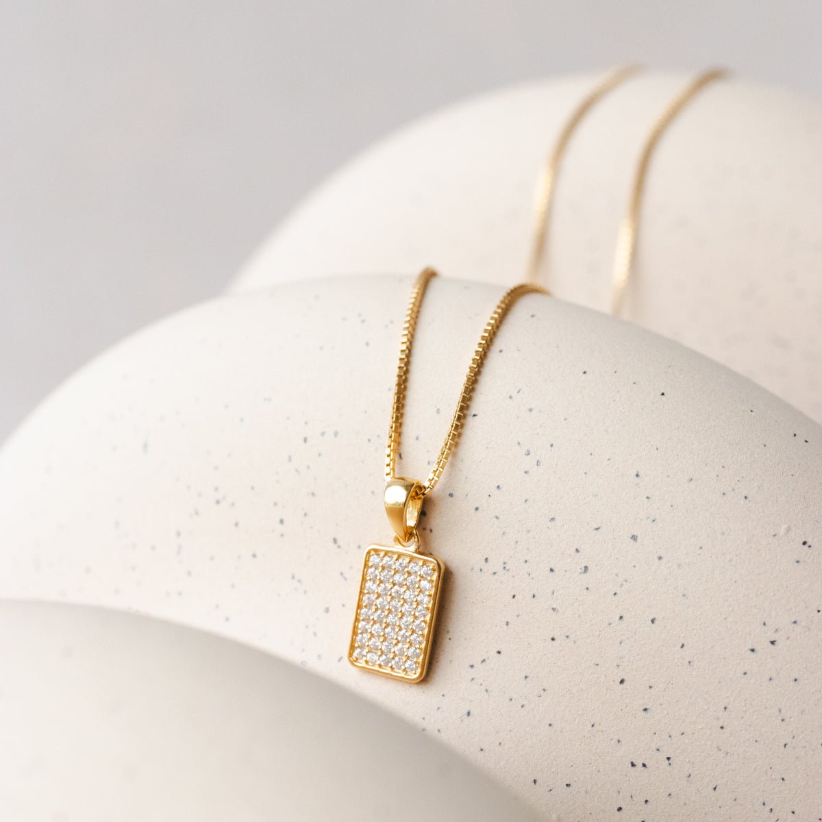 14K SOLID GOLD - LOVE DAINTY DOG TAG NECKLACE - DIAMOND - SO PRETTY CARA COTTER