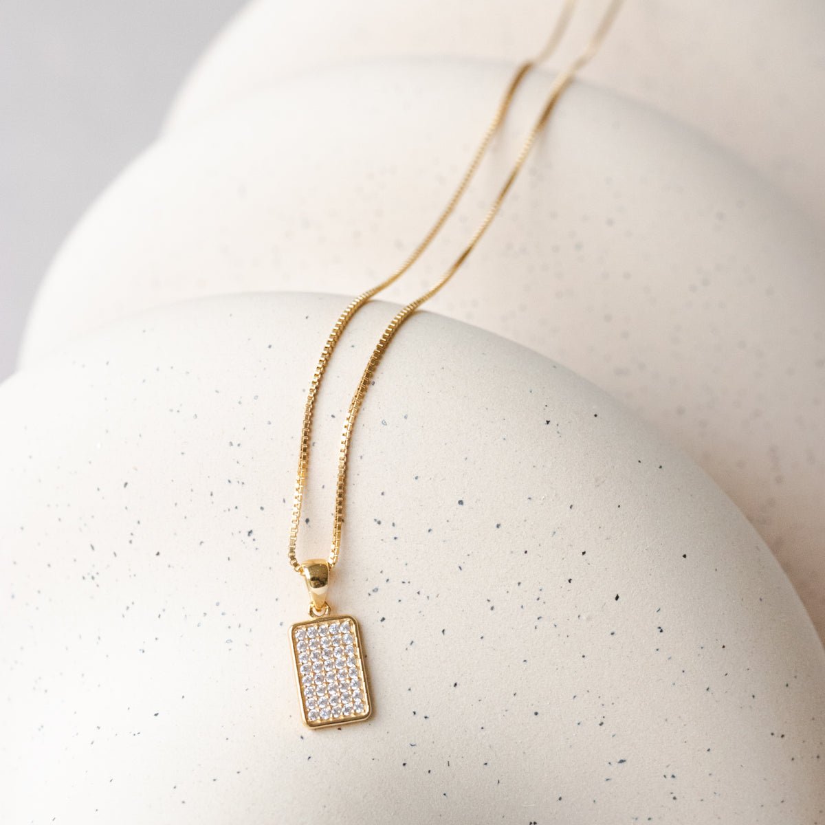 14K SOLID GOLD - LOVE DAINTY DOG TAG NECKLACE - DIAMOND - SO PRETTY CARA COTTER