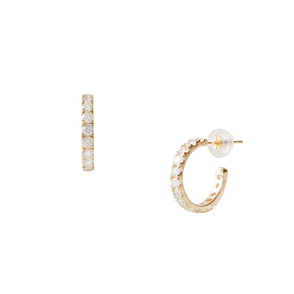 14K SOLID GOLD - LOVE HUGGIE HOOPS - DIAMOND - SO PRETTY CARA COTTER