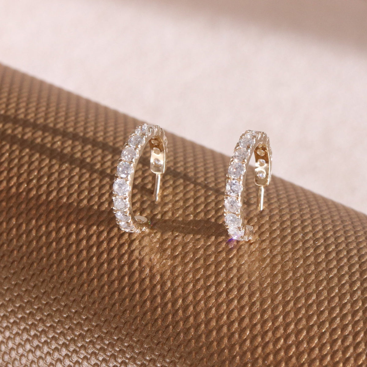 LOVE HUGGIE HOOPS - CUBIC ZIRCONIA & GOLD