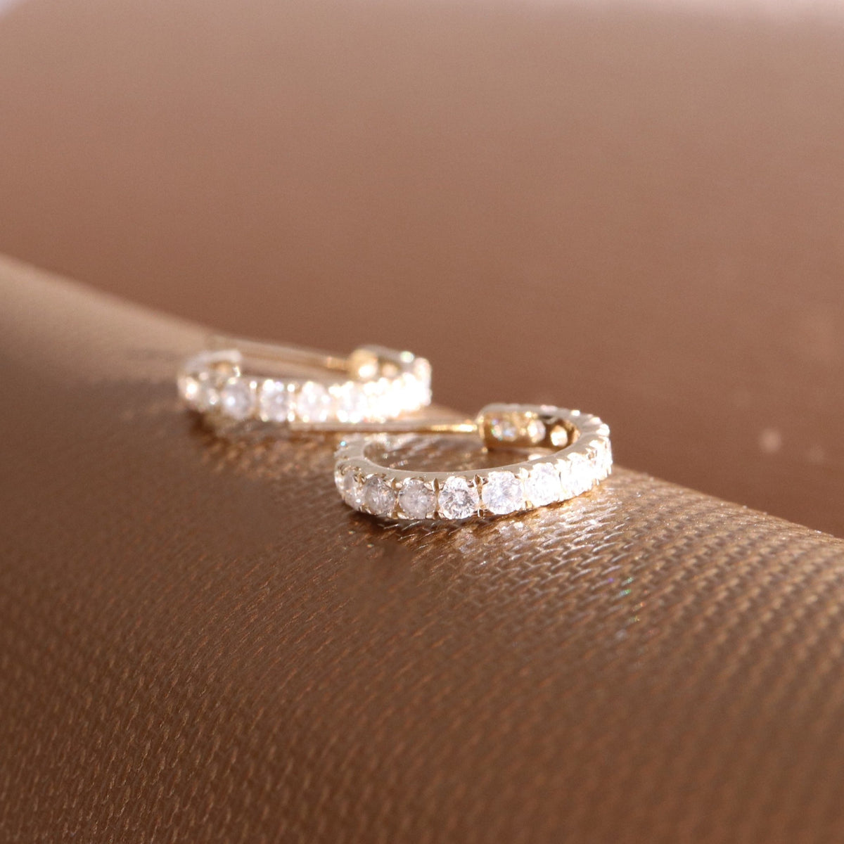 LOVE HUGGIE HOOPS - CUBIC ZIRCONIA & GOLD