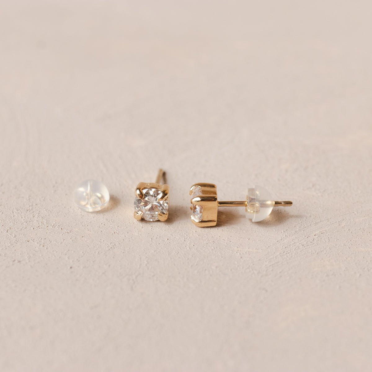 14K SOLID GOLD - LOVE SOLITAIRE STUDS - DIAMOND .5 ct. - SO PRETTY CARA COTTER