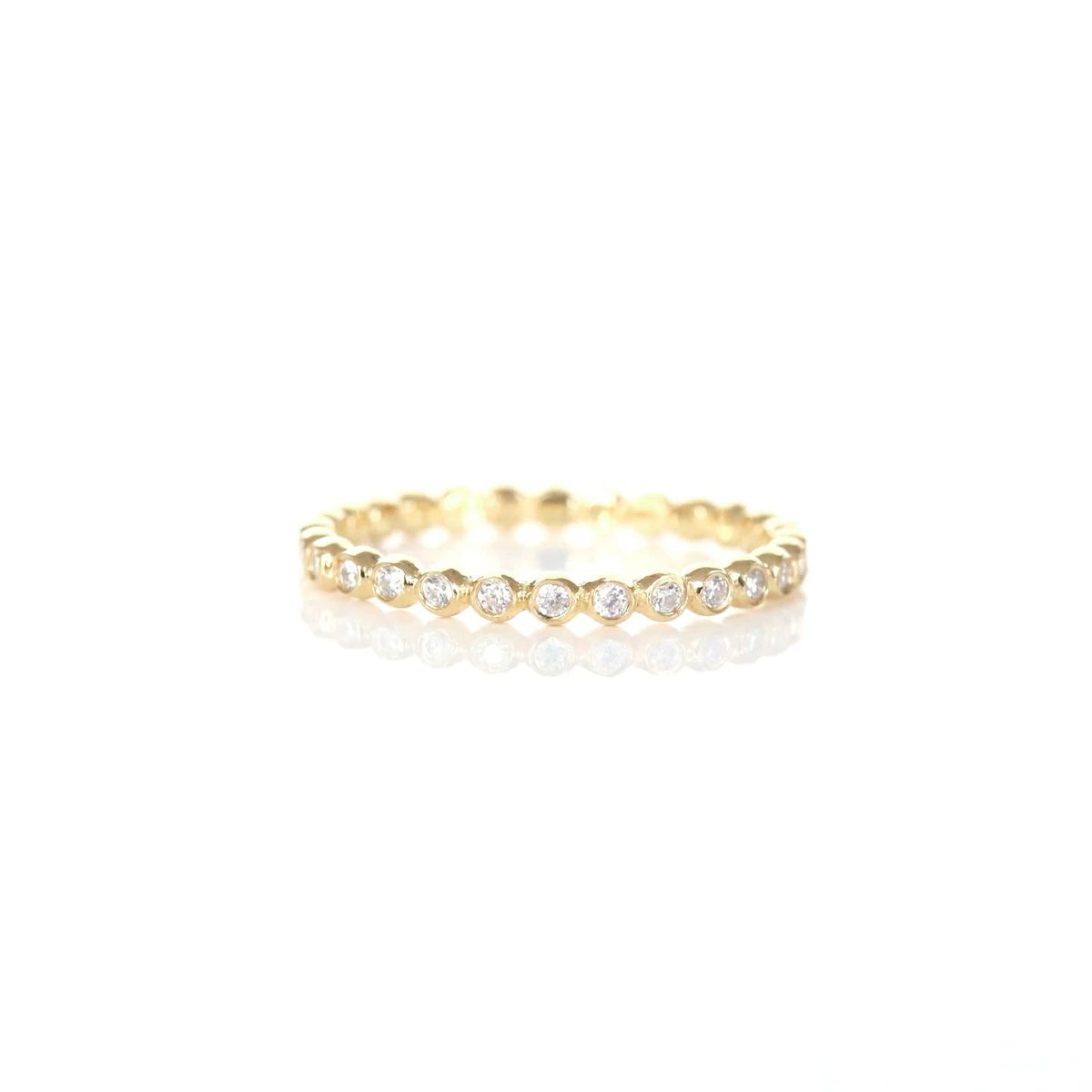 14K SOLID GOLD - LOVE THIN DISK BAND RING - DIAMONDS - SO PRETTY CARA COTTER