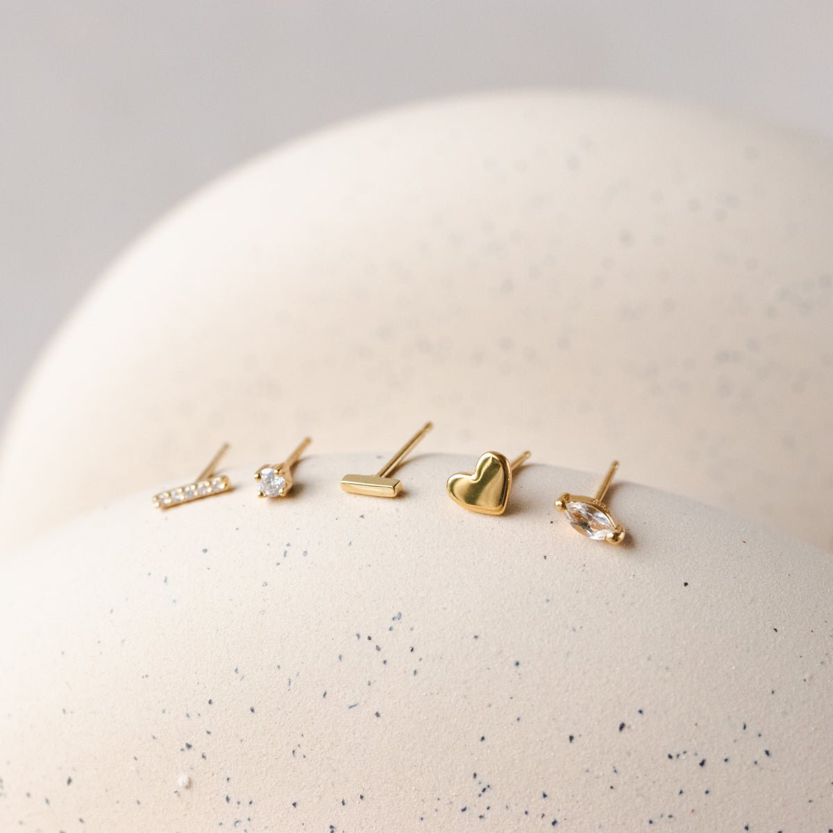 14K SOLID GOLD - MINI LOVE SOLITAIRE STUDS - DIAMOND - SO PRETTY CARA COTTER