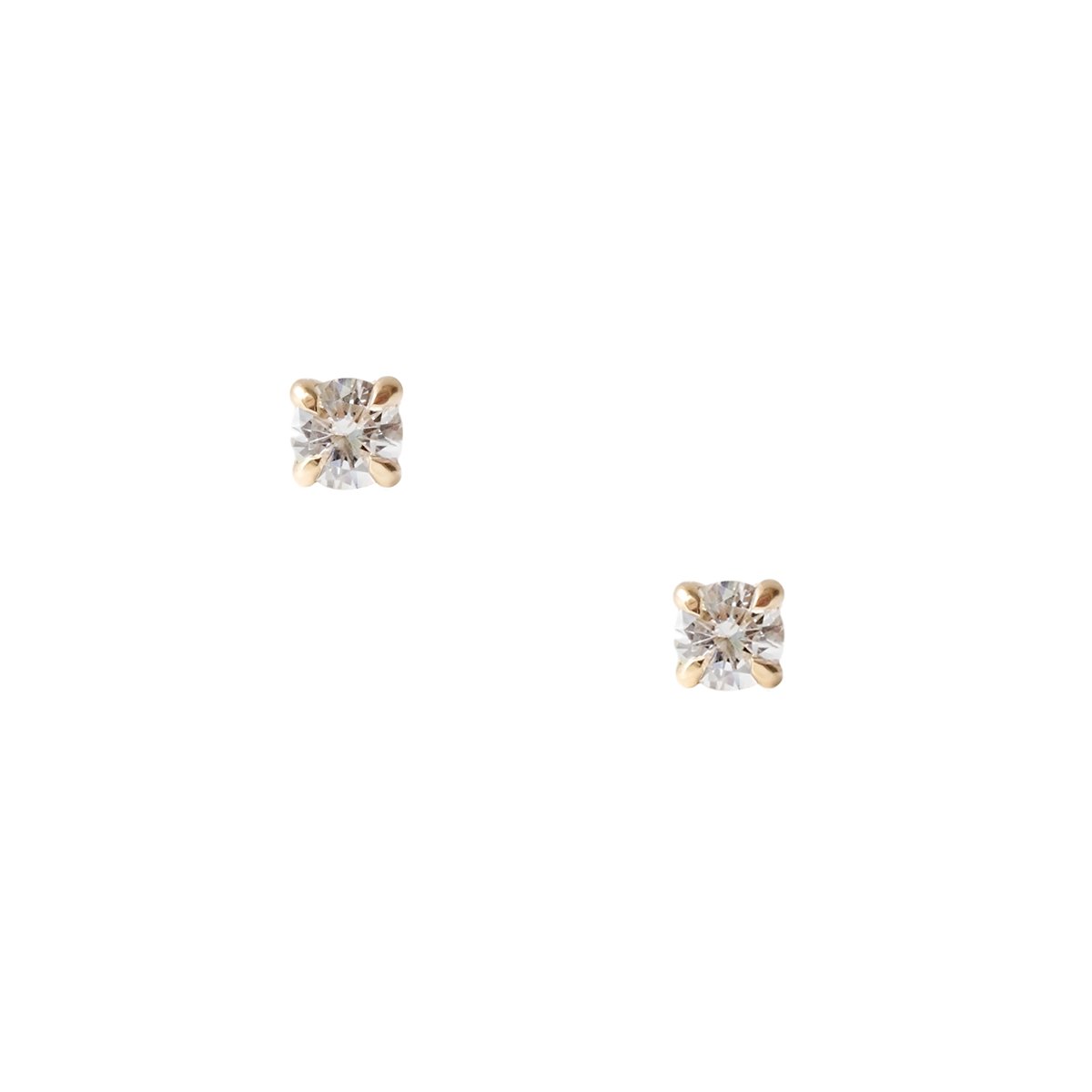 14K SOLID GOLD - MINI LOVE SOLITAIRE STUDS - DIAMOND - SO PRETTY CARA COTTER