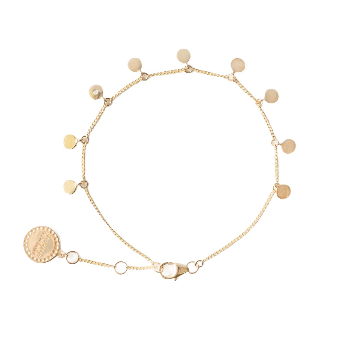 14K SOLID GOLD - POISE DISK BRACELET - DIAMOND - SO PRETTY CARA COTTER