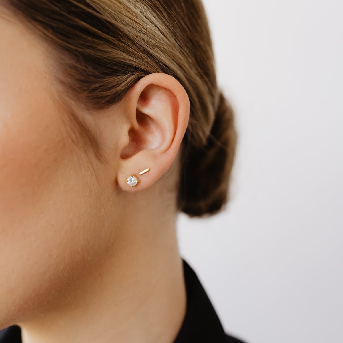 14K SOLID GOLD - TINY POISE BAR STUDS - SO PRETTY CARA COTTER