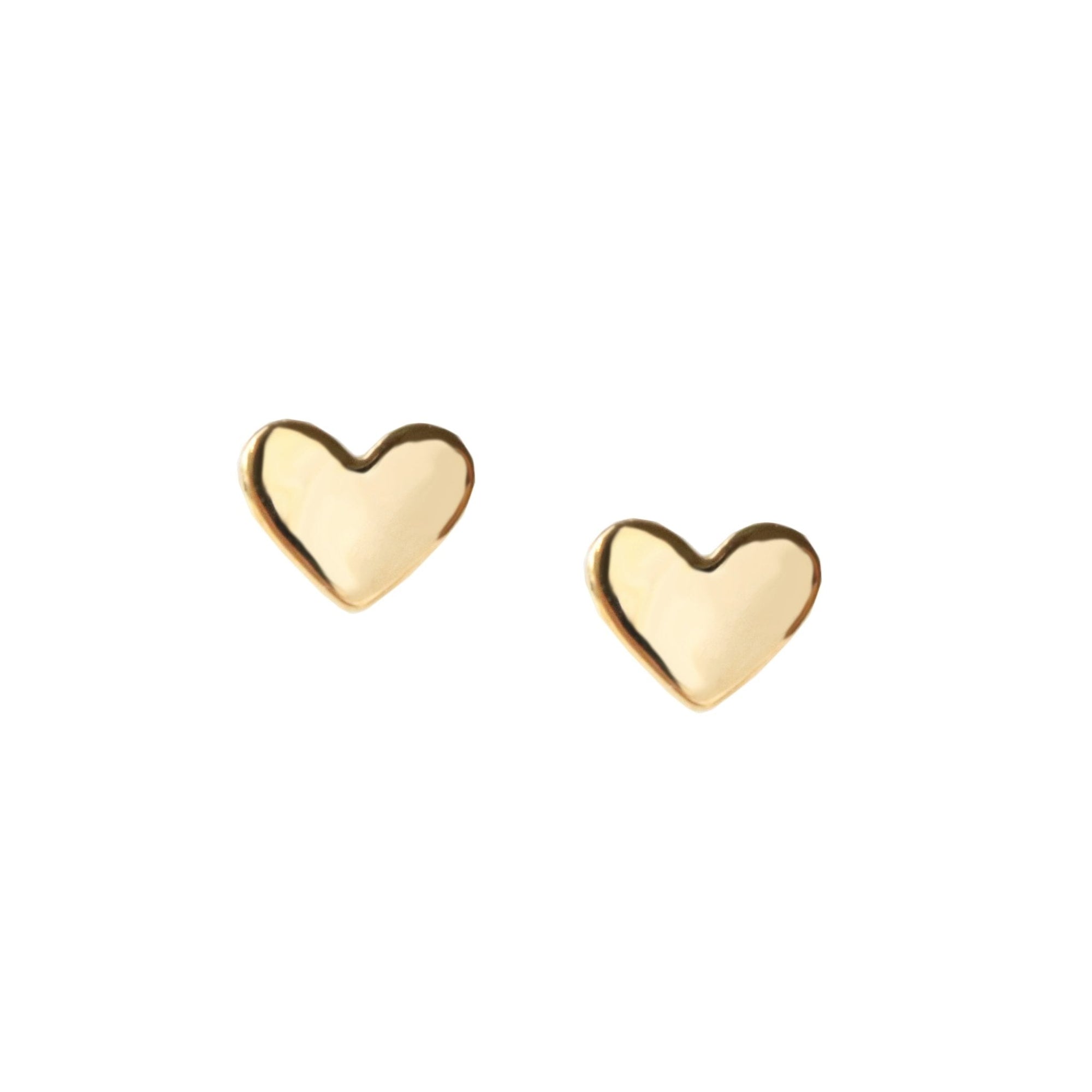 14K SOLID GOLD - TINY POISE HEART STUDS - SO PRETTY CARA COTTER