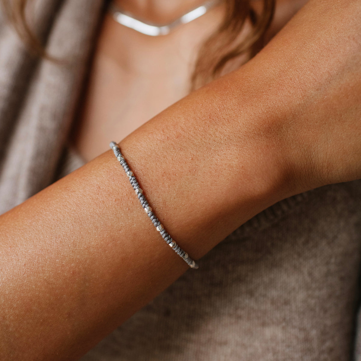 Joy Adjustable Friendship Bracelet - Grey