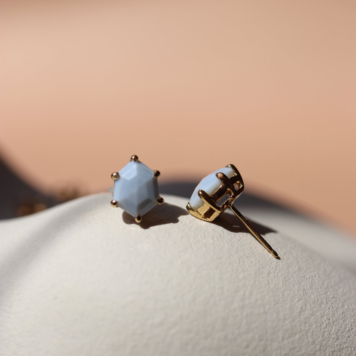 MINI HONOUR STUD EARRINGS - ARCTIC BLUE OPAL & GOLD