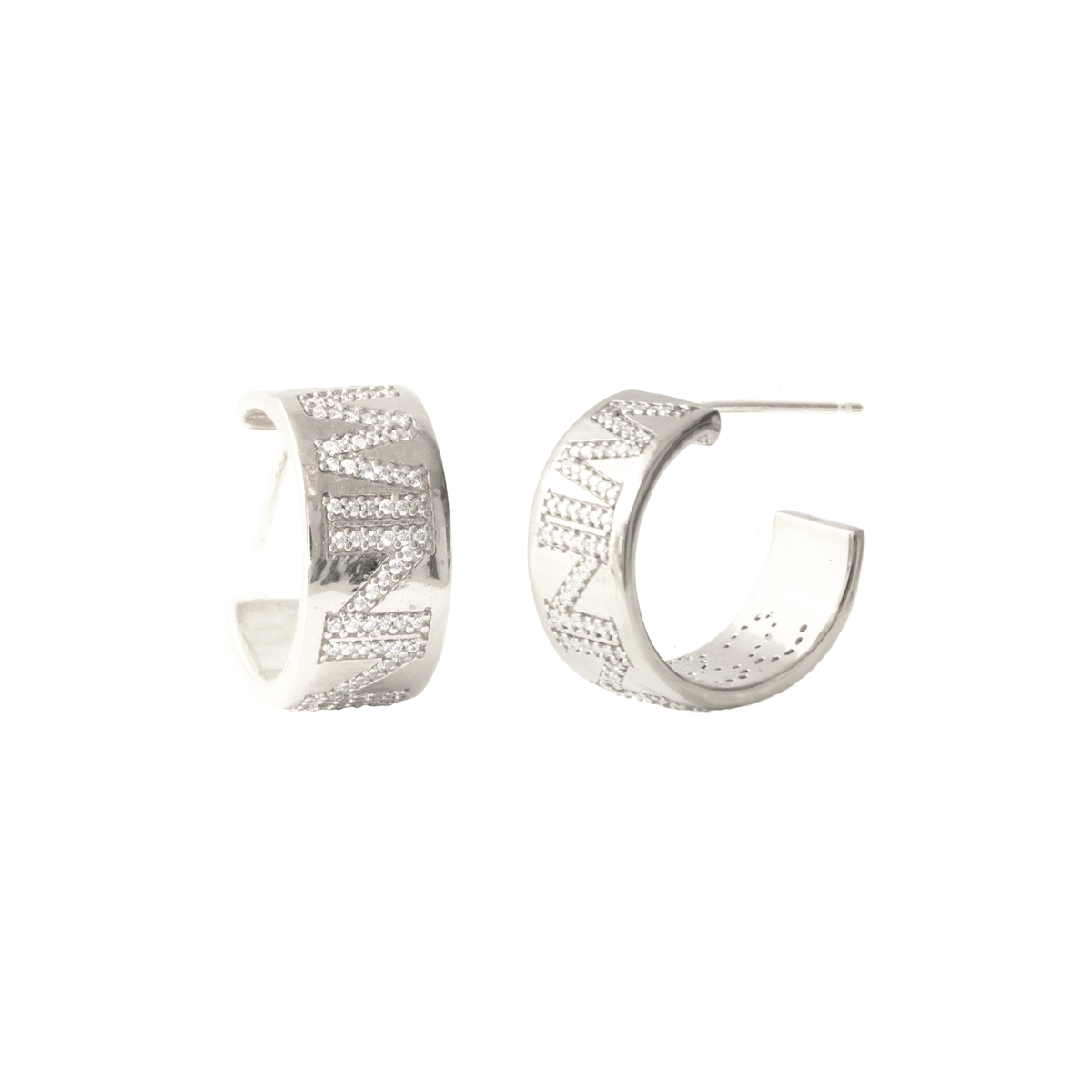 Winnipeg Jets Pave Cigar Band Hoop Earrings