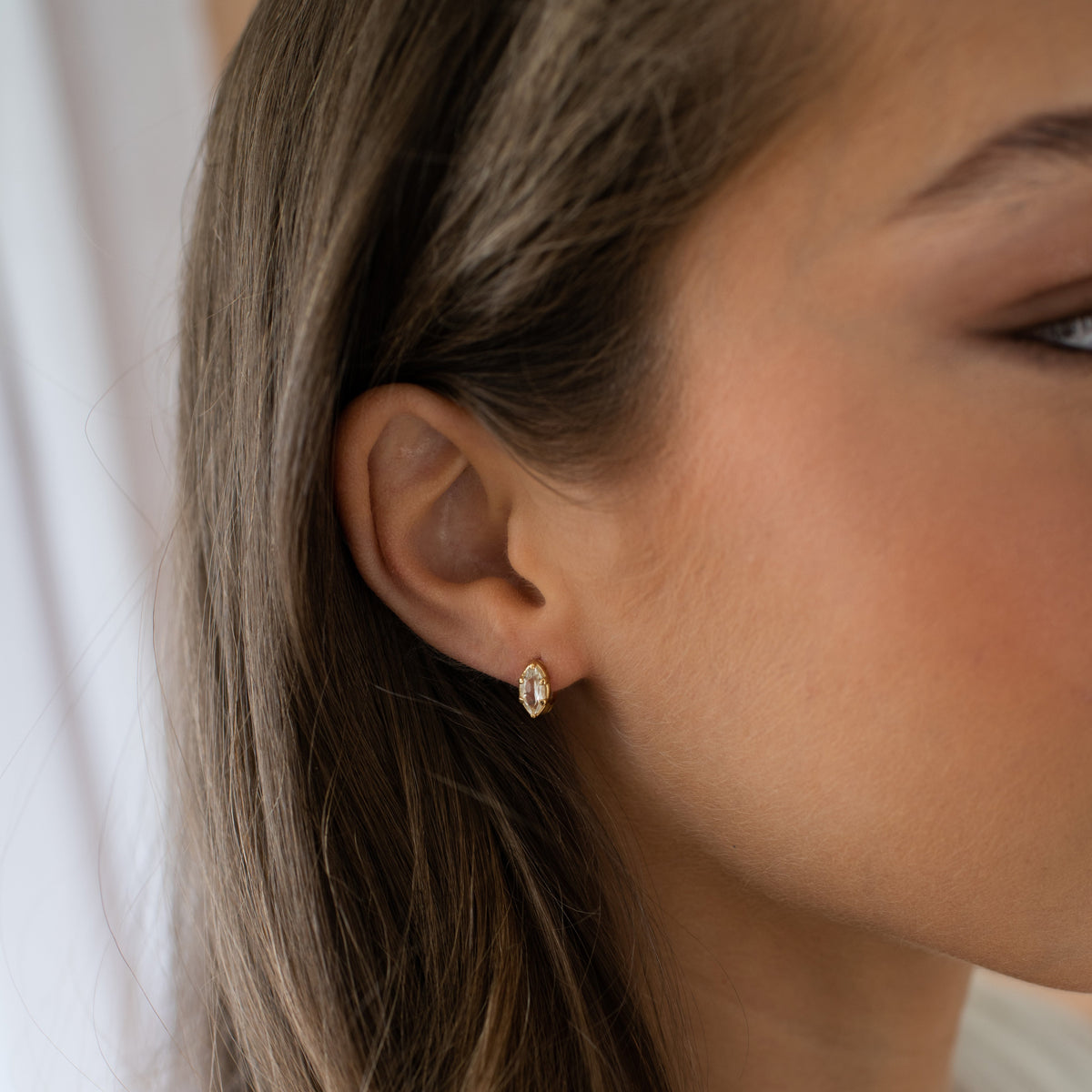 Harmony Marquise Hoop Earrings - White Topaz