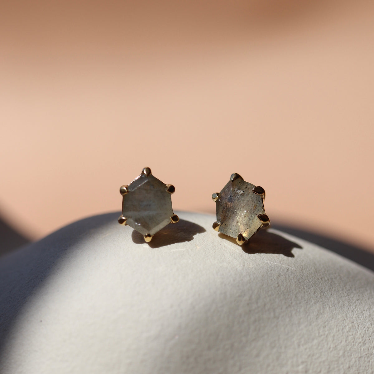 MINI HONOUR STUD EARRINGS - LABRADORITE & GOLD