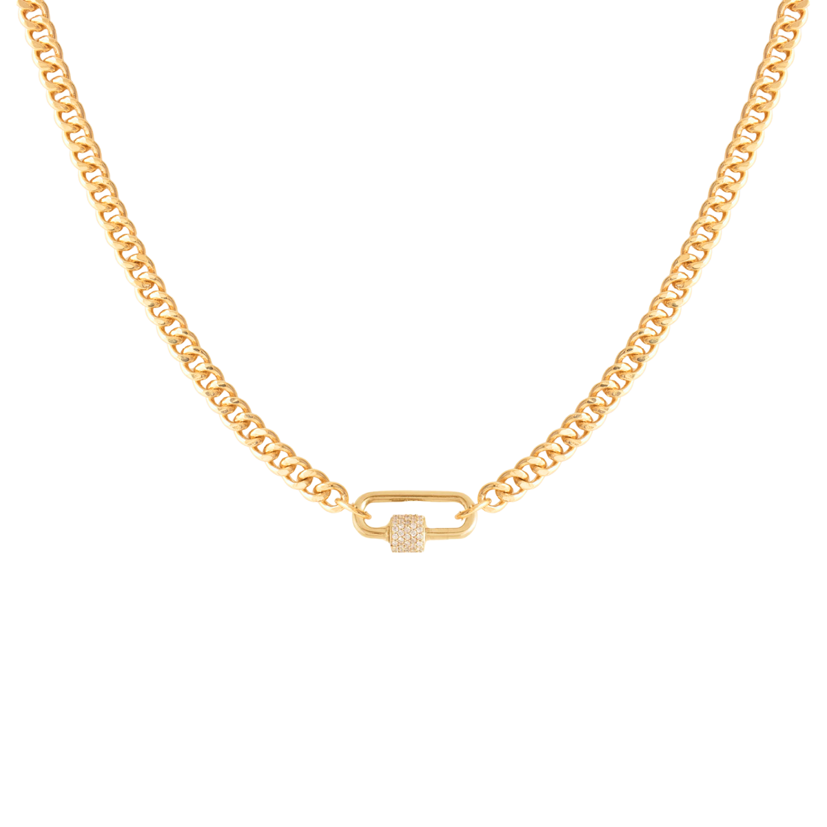 Charming Heavy Cable Link Open Ended Necklace - Gold - Choose Connector