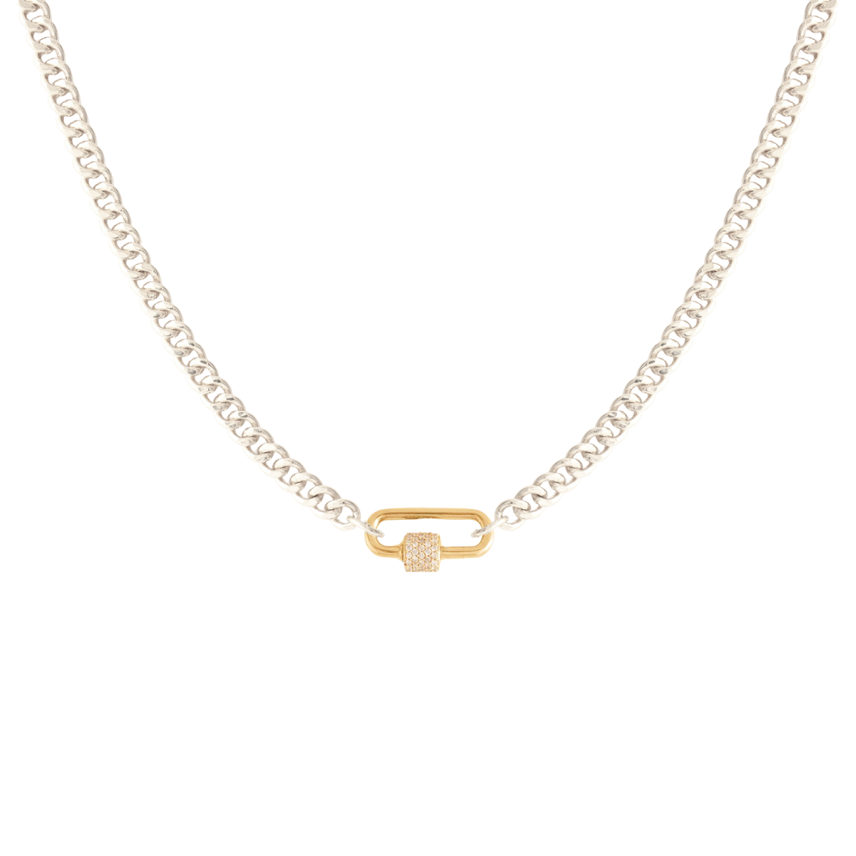 Charming Heavy Cable Link Open Ended Necklace - Silver - Choose Connector