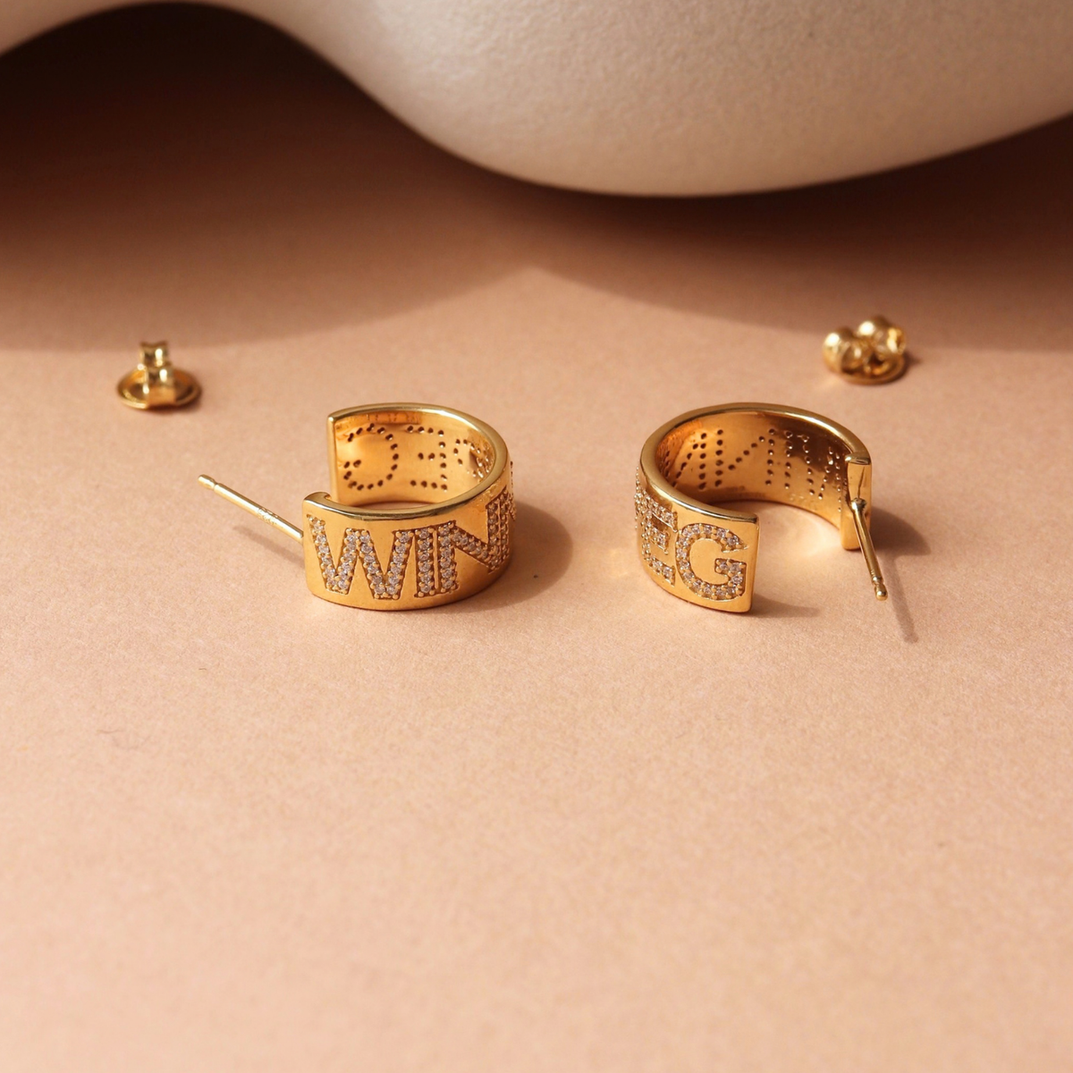 Winnipeg Jets Pave Cigar Band Hoop Earrings
