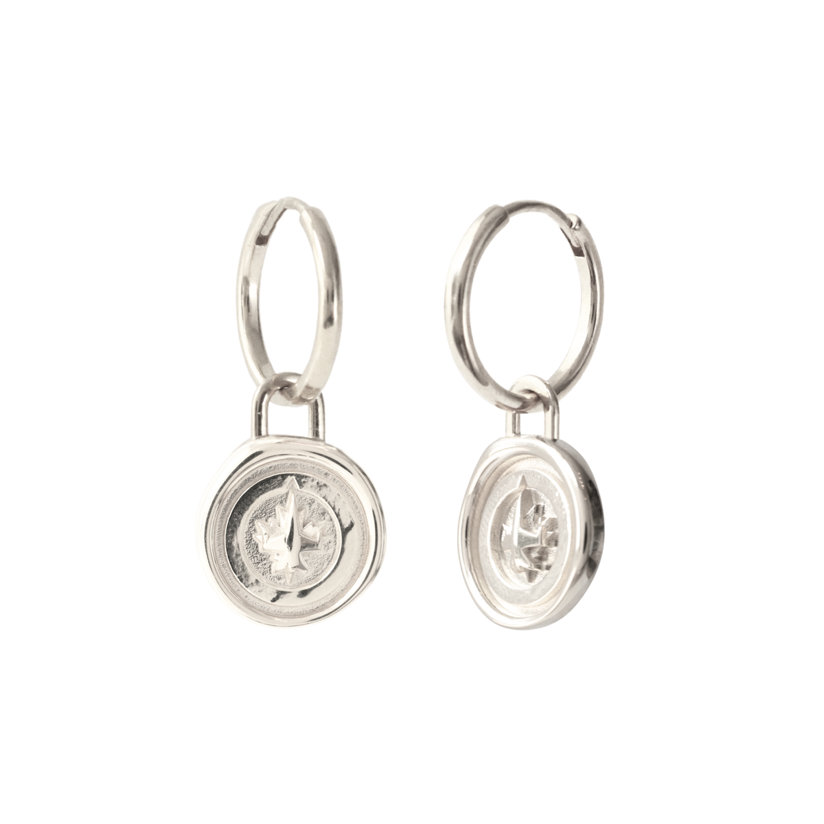 Winnipeg Jets Wax Seal Charm Hoop Earrings