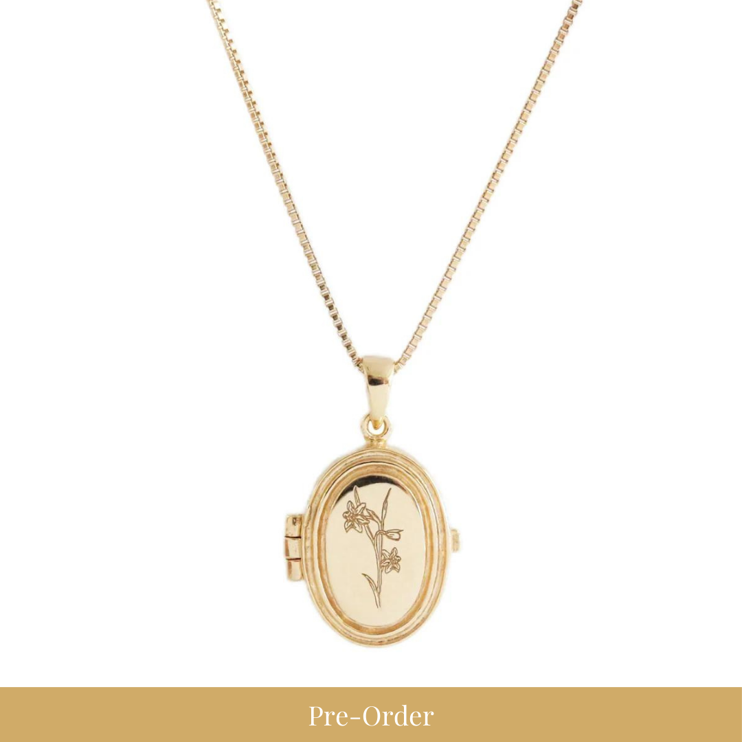 PRE-ORDER FRAICHE DAFFODIL LOCKET NECKLACE - GOLD