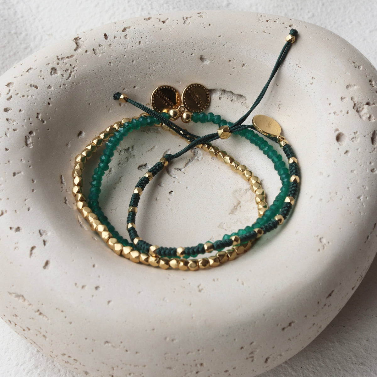 Iconic Beaded Stretch Bracelet - Green Onyx