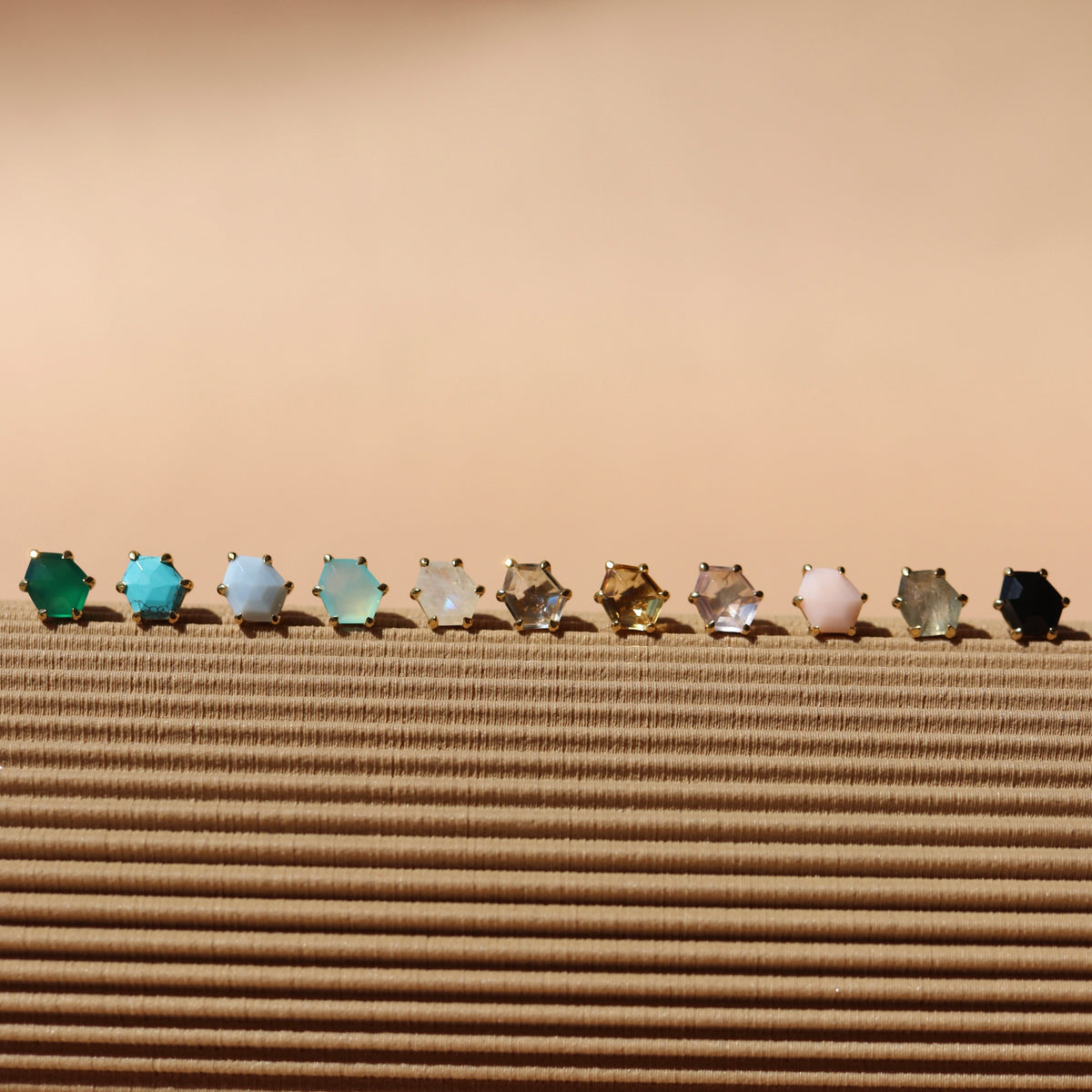 MINI HONOUR STUD EARRINGS - PINK QUARTZ & GOLD
