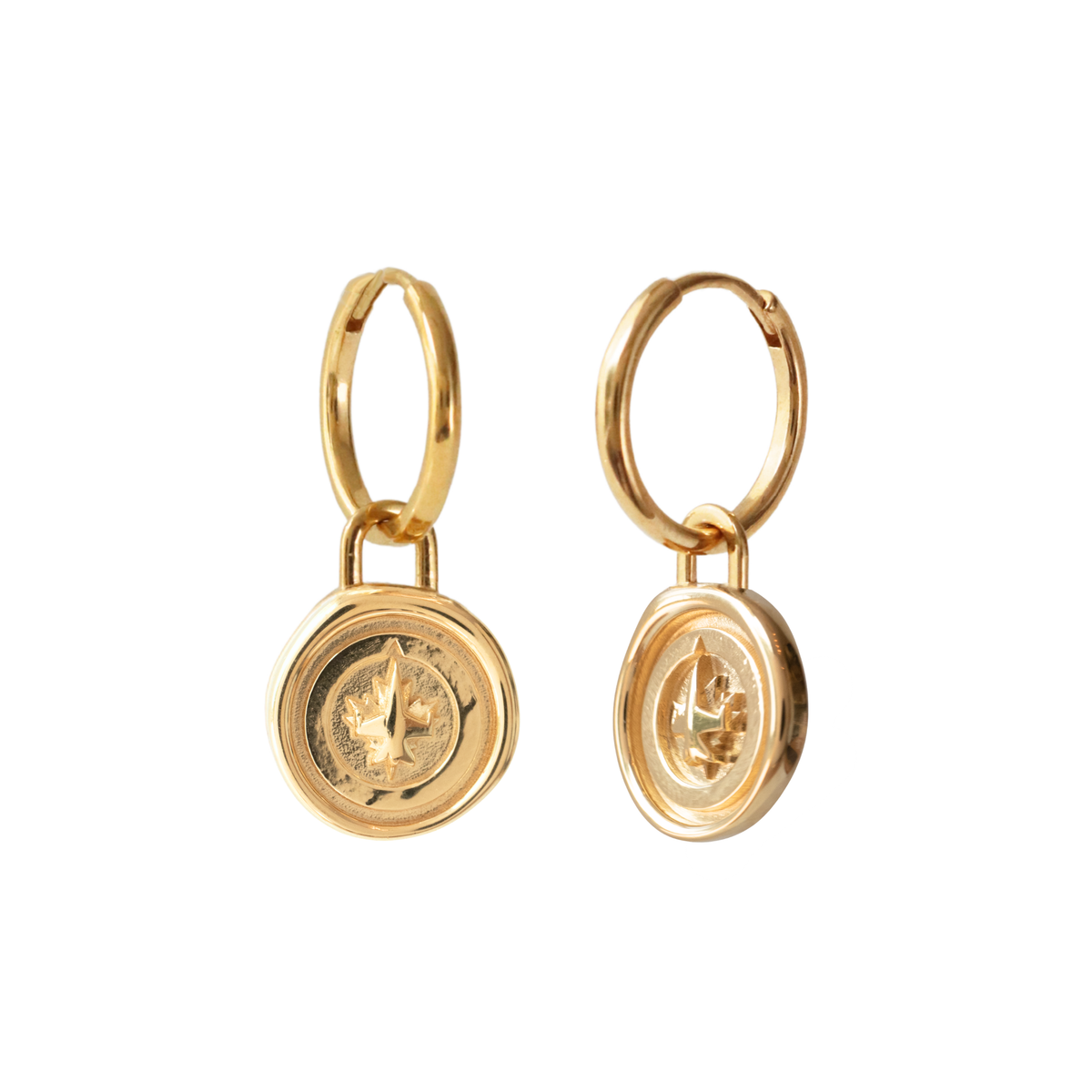 Winnipeg Jets Wax Seal Charm Hoop Earrings