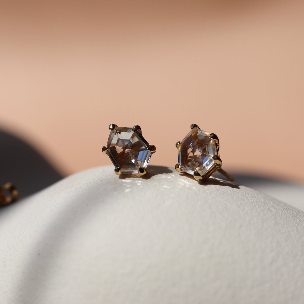 MINI HONOUR STUD EARRINGS - WHITE TOPAZ & GOLD