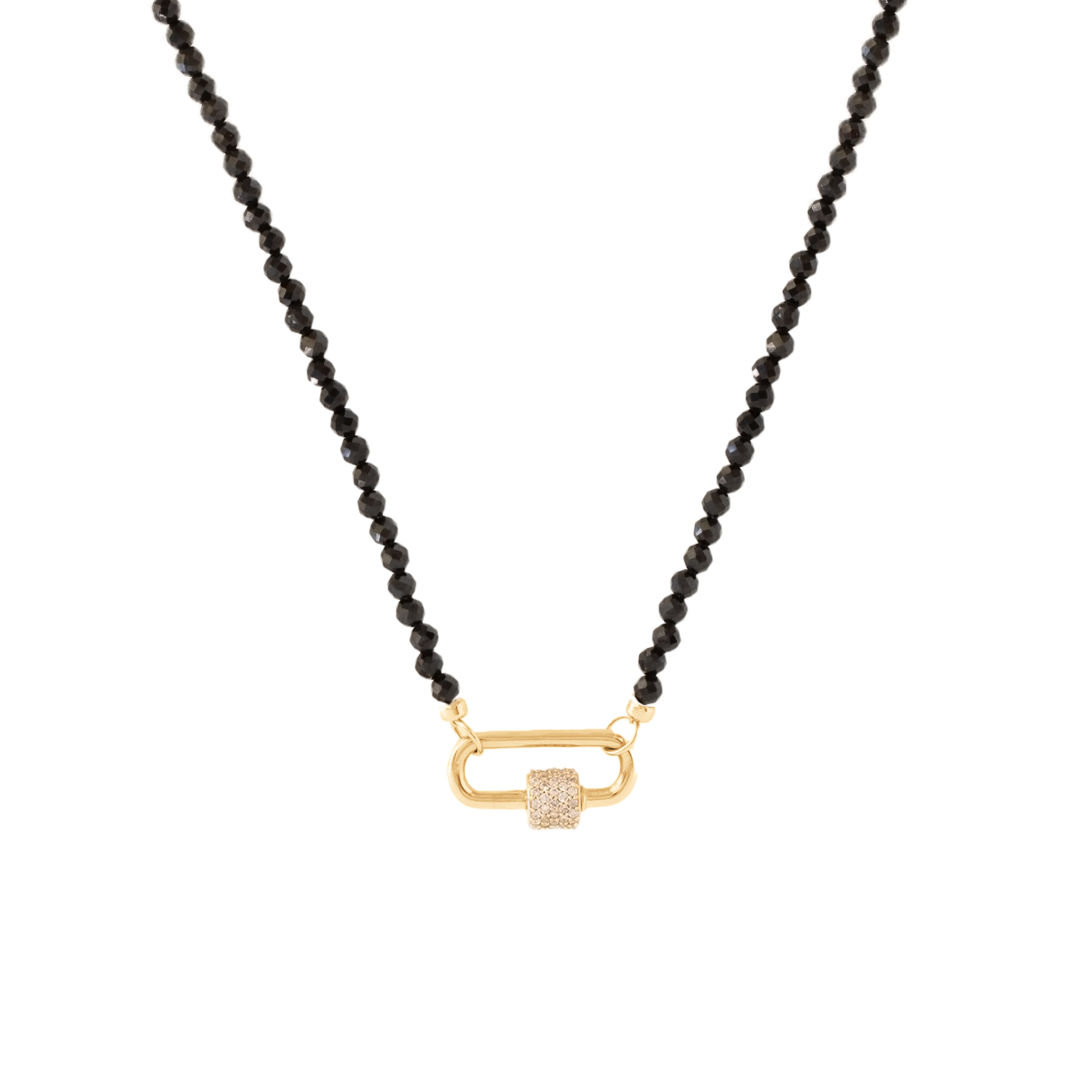 ICONIC BEADED OPEN ENDED NECKLACE - BLACK ONYX &amp; GOLD