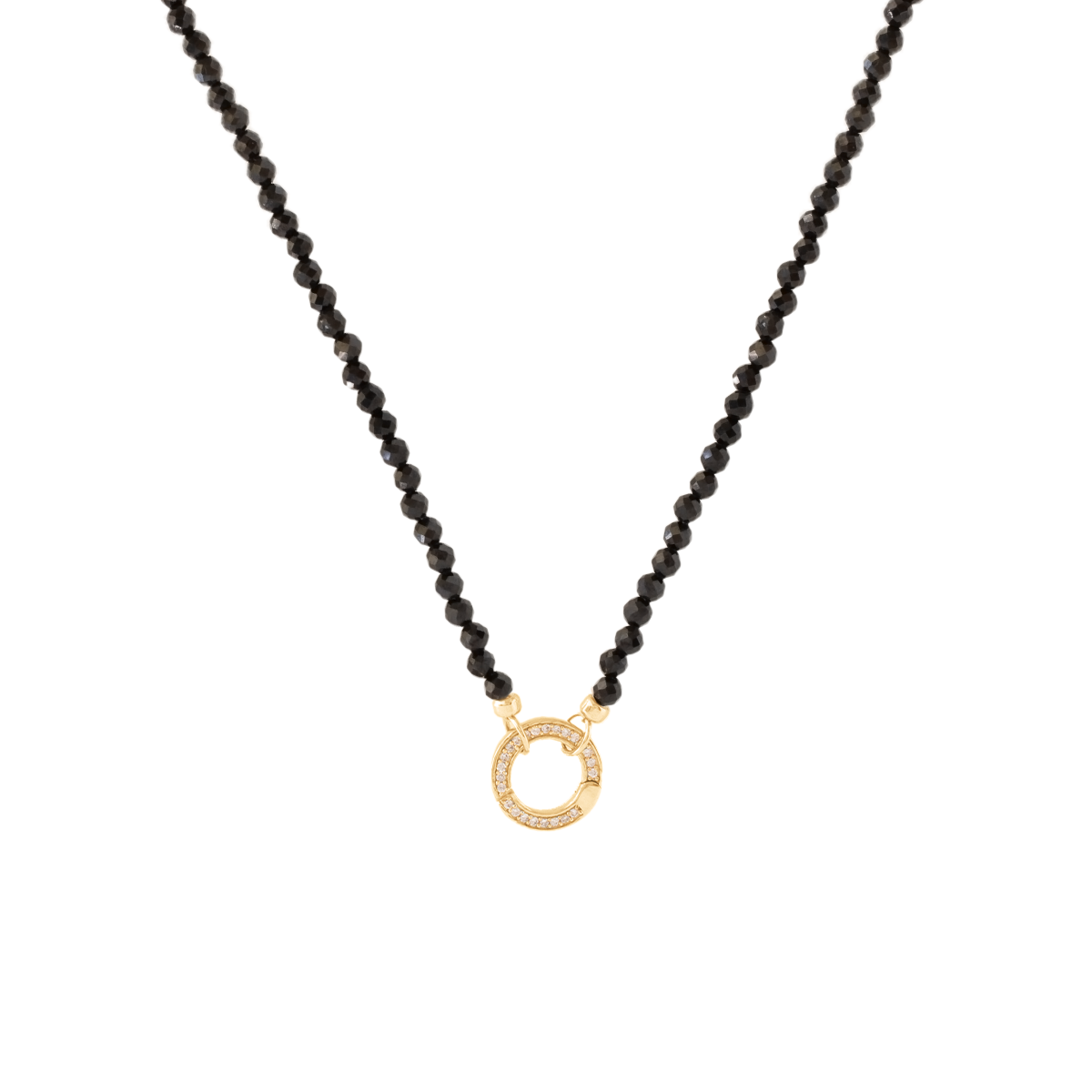 ICONIC BEADED OPEN ENDED NECKLACE - BLACK ONYX &amp; GOLD