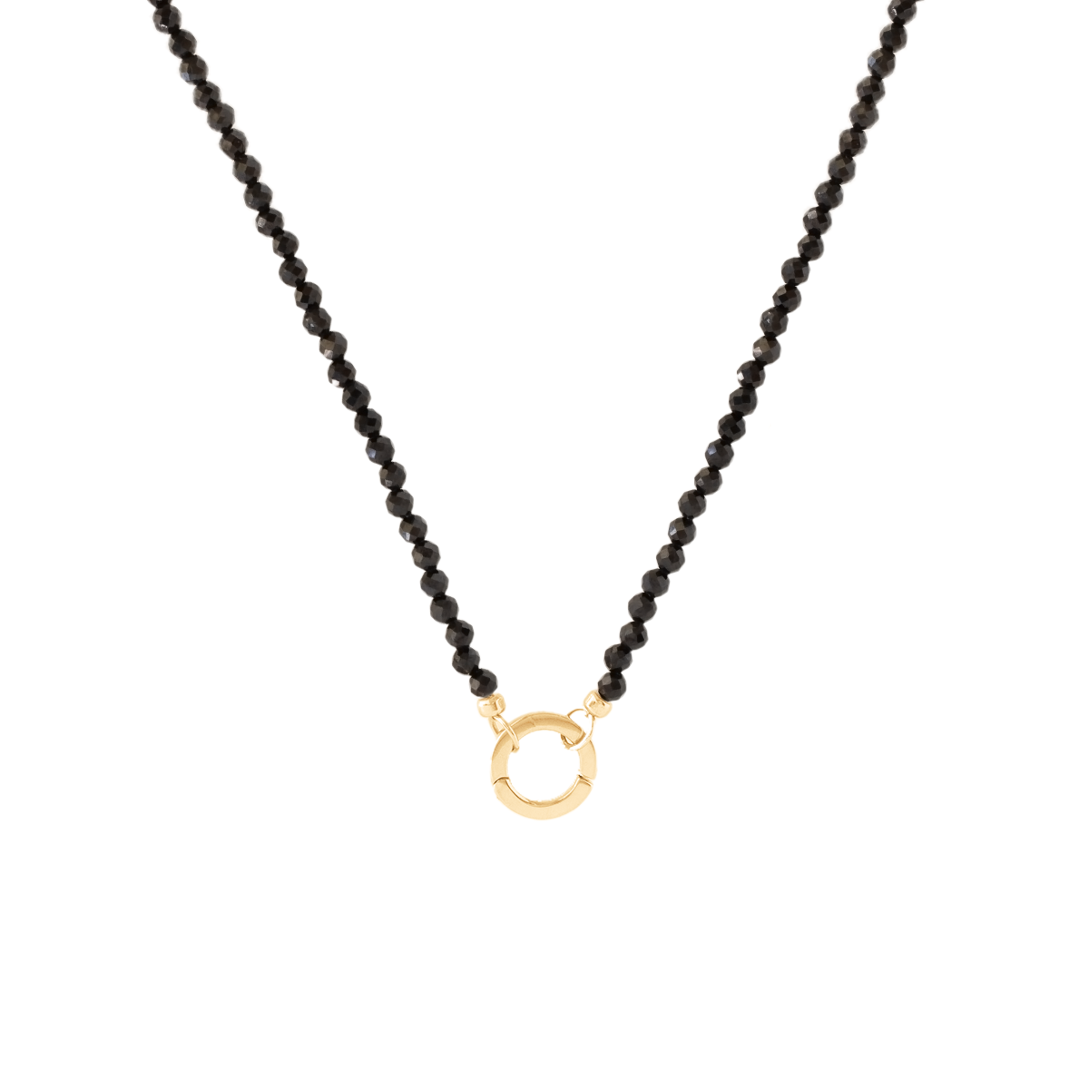 ICONIC BEADED OPEN ENDED NECKLACE - BLACK ONYX &amp; GOLD