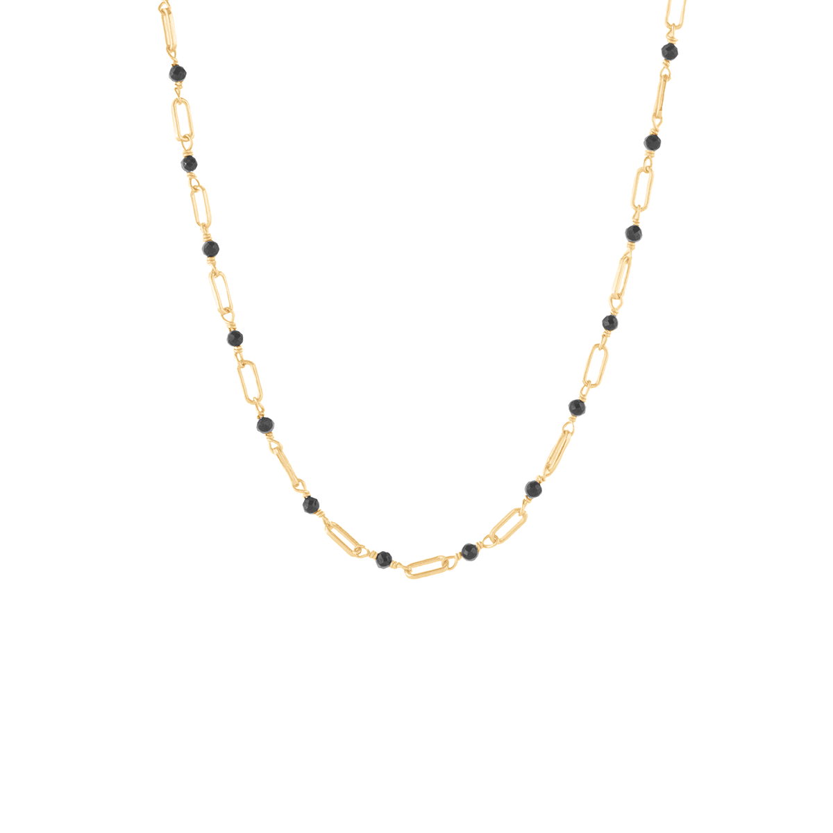 DAY 2: ICONIC PAPERCLIP BEADED NECKLACE - BLACK ONYX &amp; GOLD